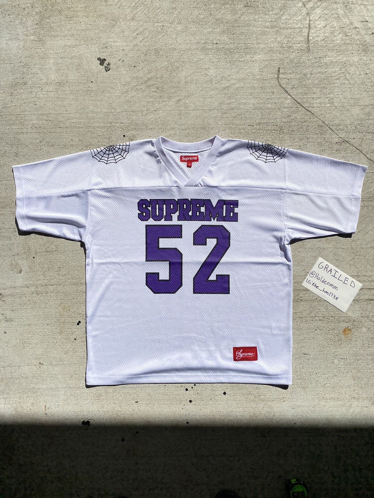 Supreme Large / L Supreme Spiderweb Football Jersey White Purple