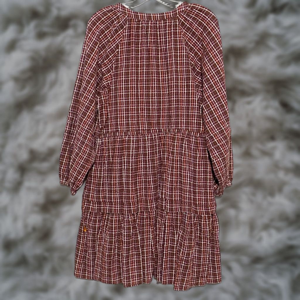 Madewell Madewell Seersucker Mini Dress Womens M Wrap Dress Lined V-Neck Long Sleeve Tie Waist Casual Cottagecore Flowy NWT Red Cotton Seersucker Plaid Size M / US 6-8 / IT 42-44 - 1 Thumbnail