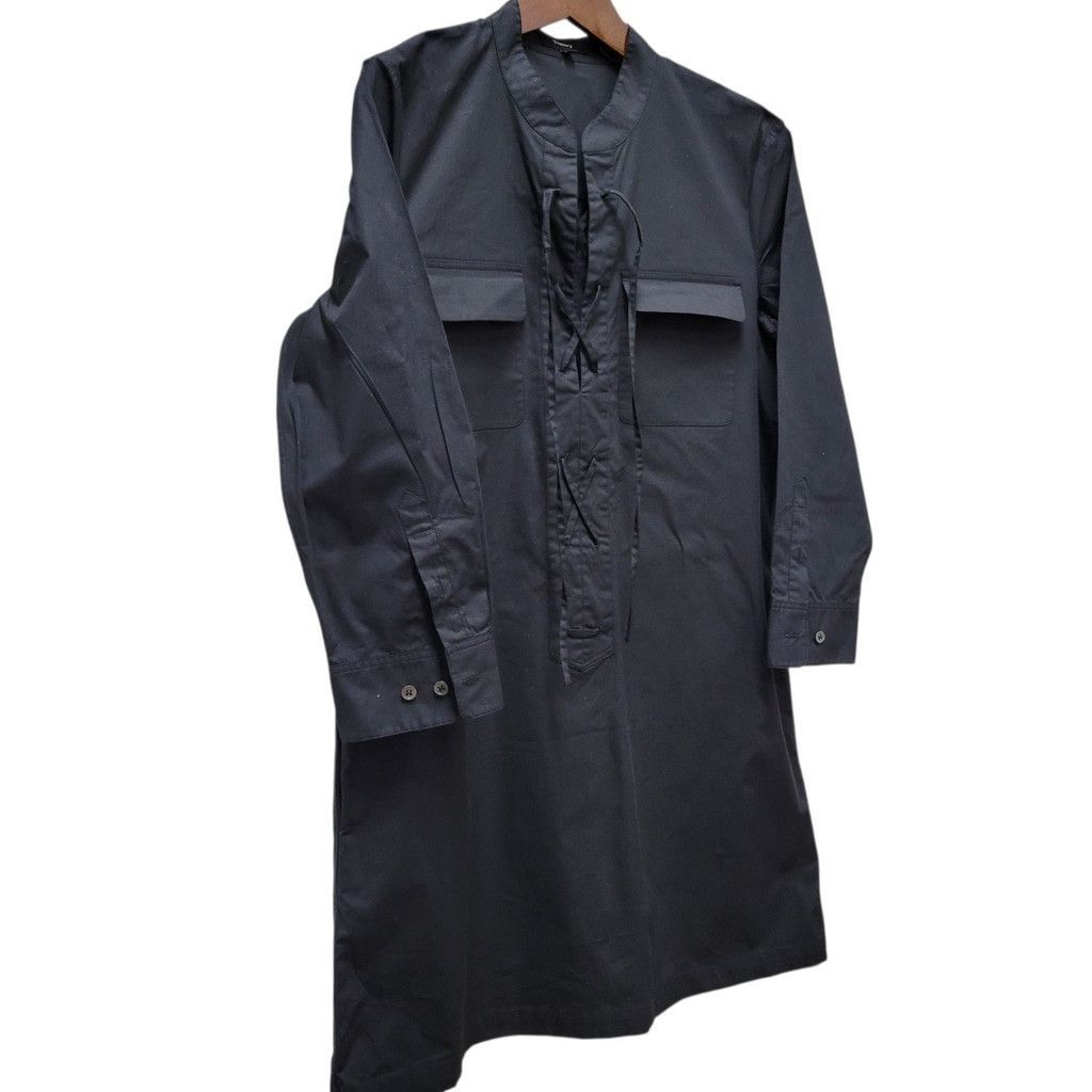 Theory THEORY Shift Poplin Tunic Black Lace-Up Long-Sleeves Dress 6 Size M / US 6-8 / IT 42-44 - 3 Thumbnail