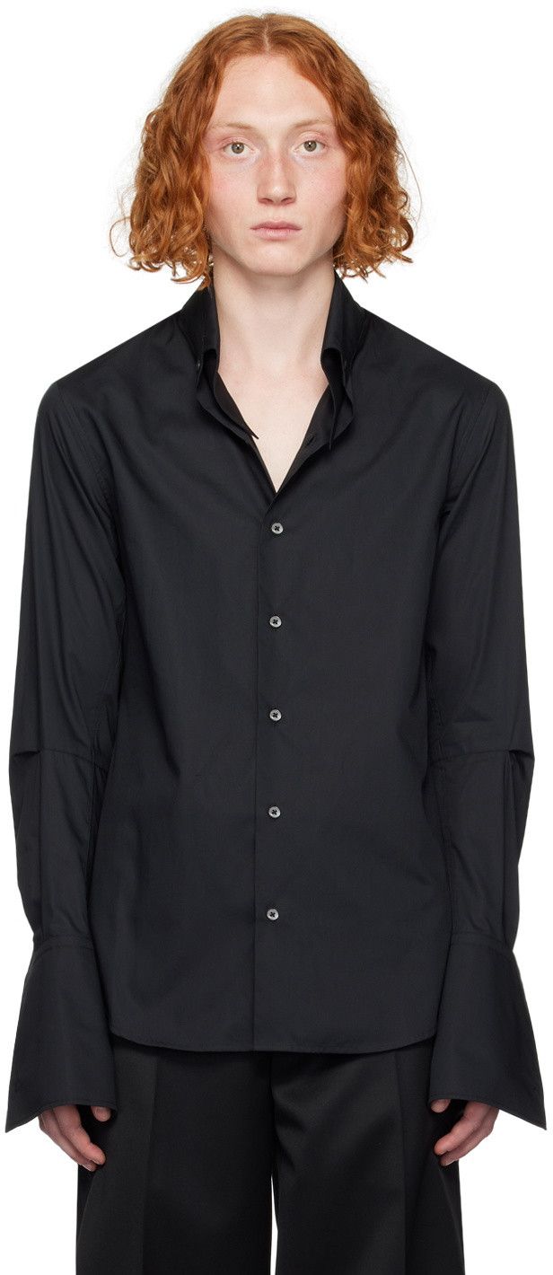 Ann Demeulemeester Ann Demeulemeester Black "Reynard" Reverse Collar Shirt Size US S / EU 44-46 / 1 - 8 Thumbnail