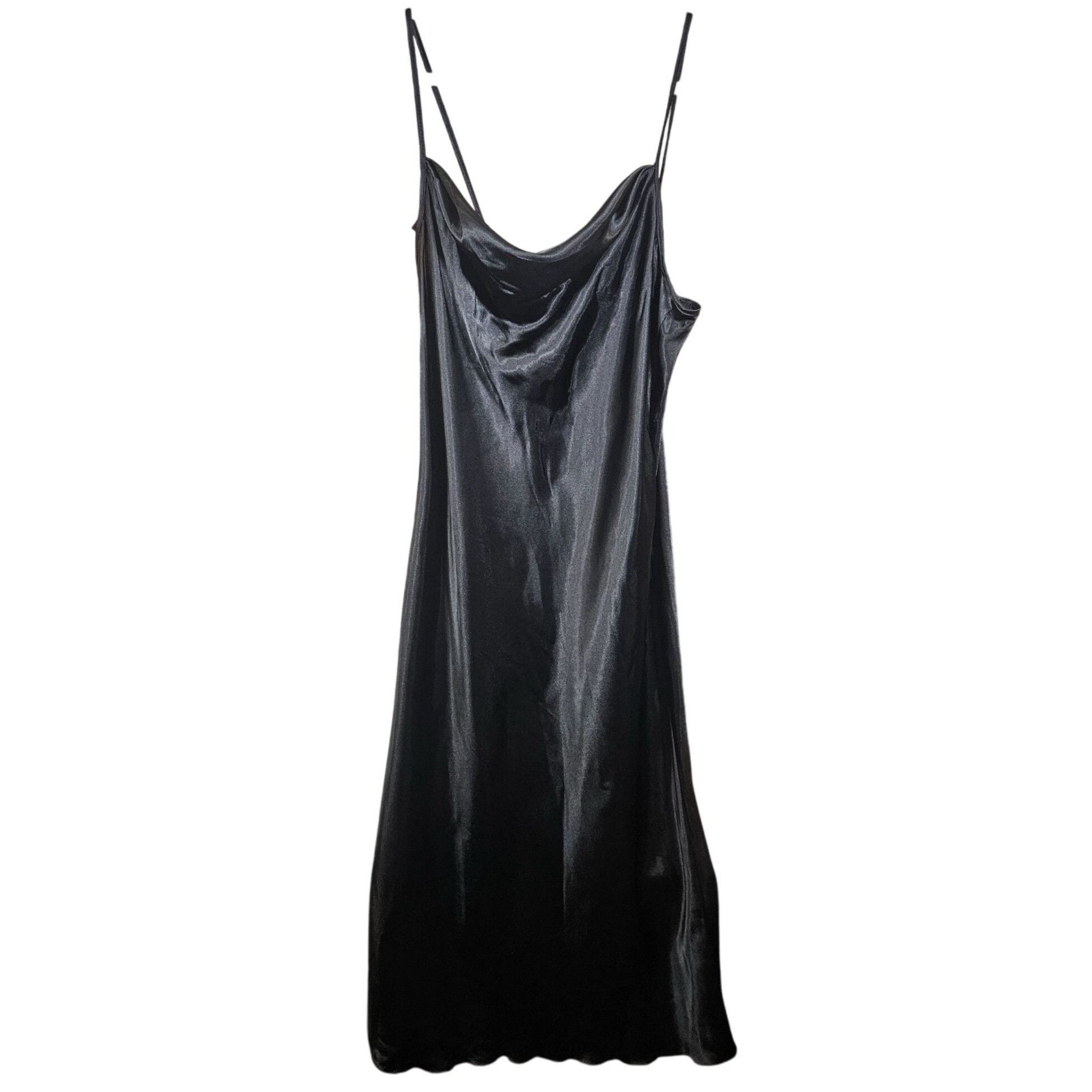 Bebe Bebe Women Black Satin Slip Dress L Cowl Neck Night Luxe Qui Size L / US 10 / IT 46 - 2 Thumbnail