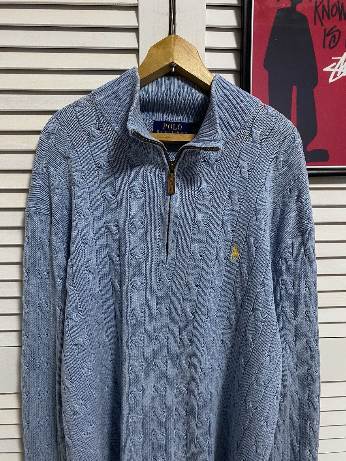 Polo Ralph Lauren Polo Ralph Lauren Cable Knit Half Zip Sweater Blue Preppy Size US L / EU 52-54 / 3 - 3 Thumbnail