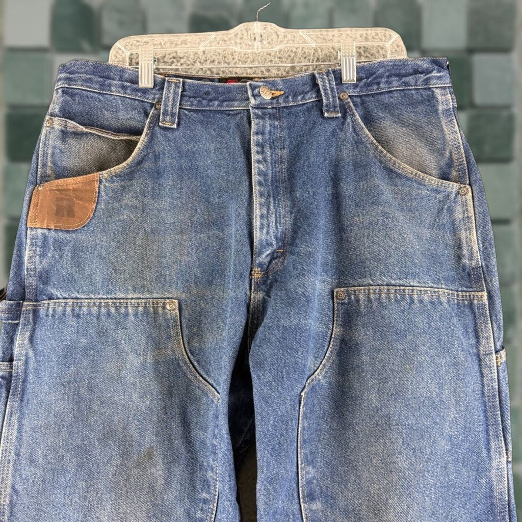 Wrangler VINTAGEWrangler Carpenter Jeans Mens 38x32 Blue Denim Double Knee Wrangler Riggs Workwear Jeans Mens Size 38x32 Blue Denim Size US 38 / EU 54 - 1 Thumbnail