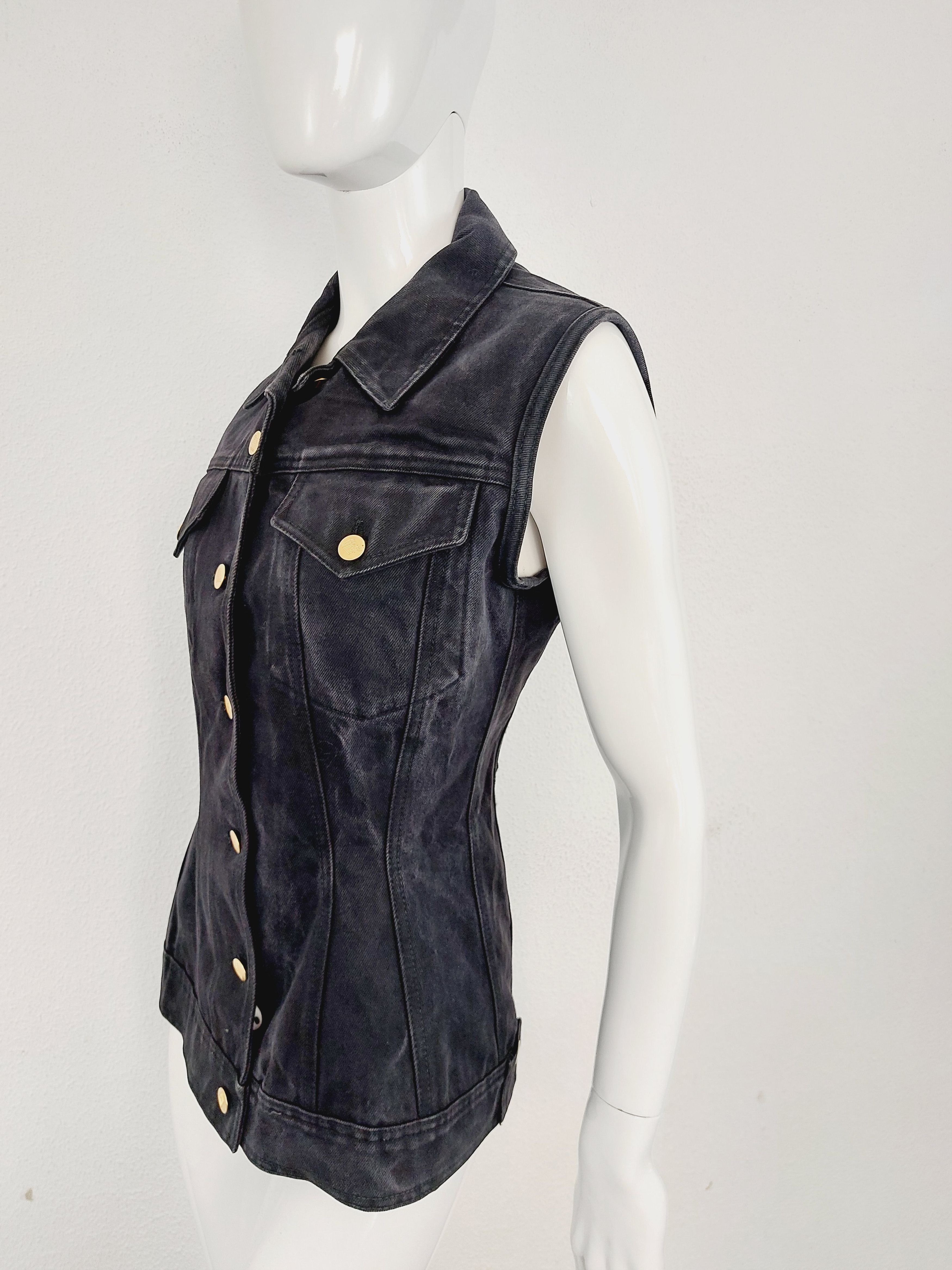 Jean Paul Gaultier Lace Up Coset Denim Vest Top Corset