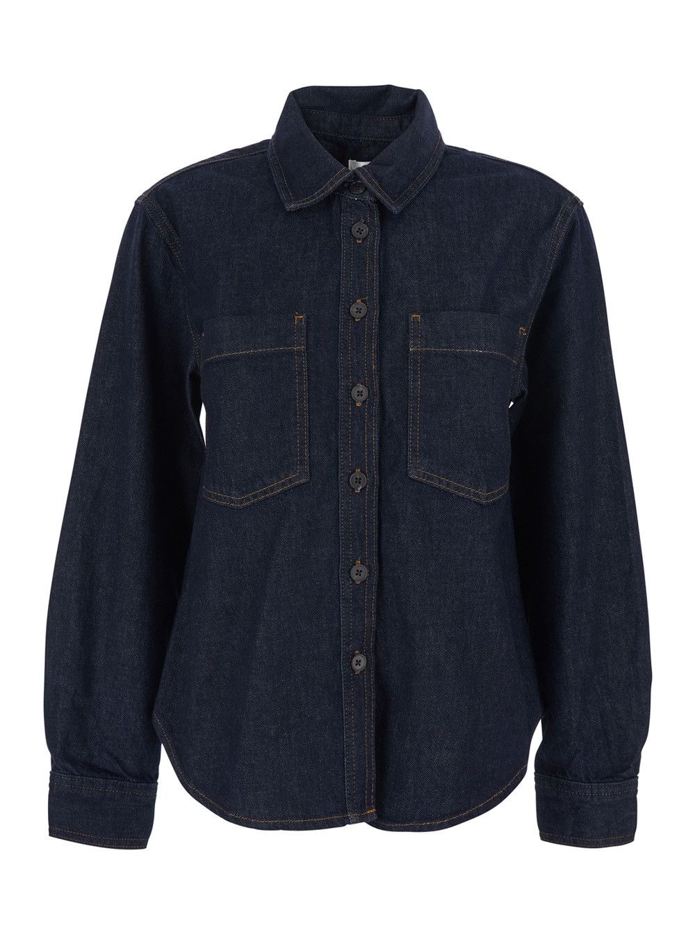 Frame Blue Shirt with Classic Collar and Two Applied Pockets on the Chest in Women's Denim Size S / US 4 / IT 40 - 1 Thumbnail