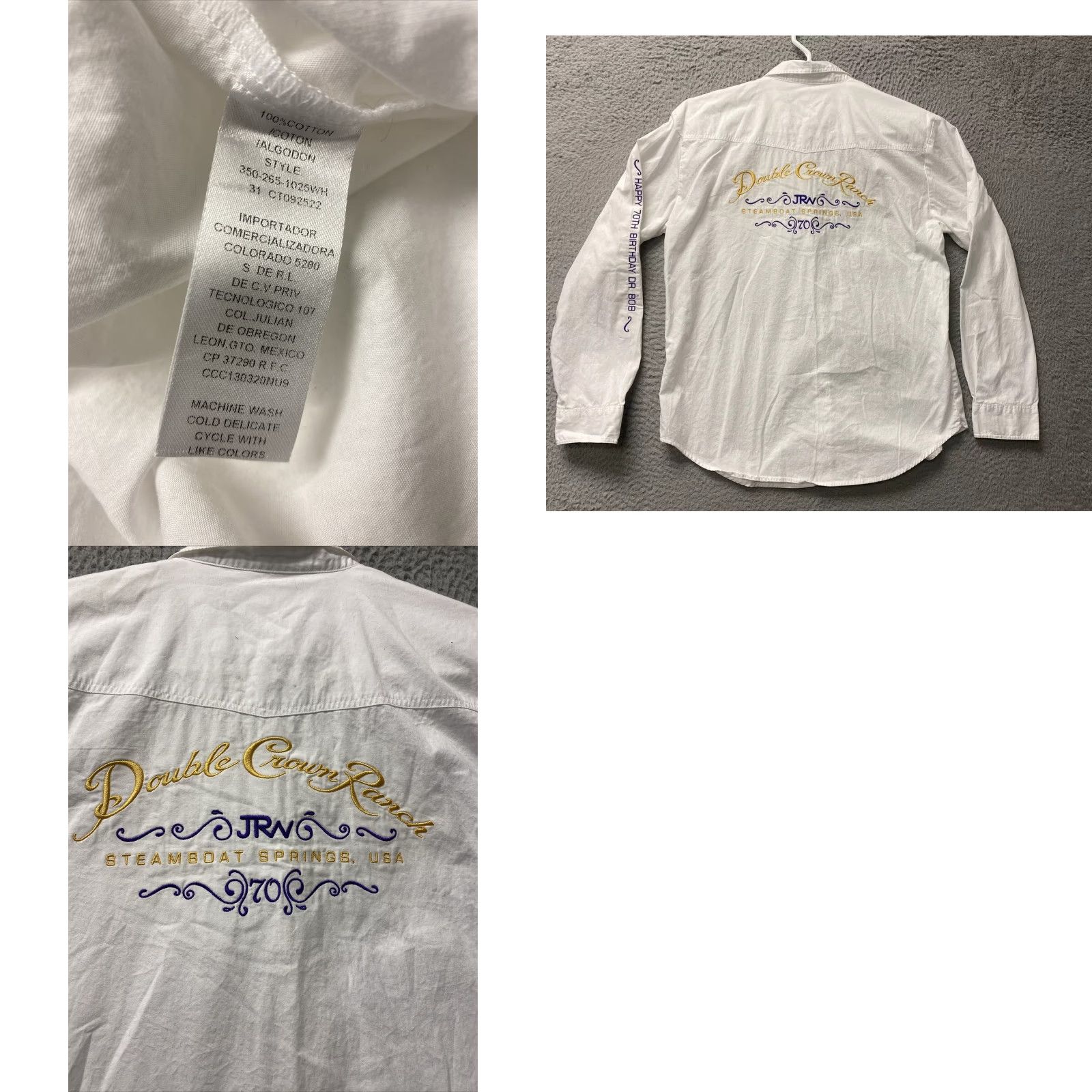 Roper VINTAGE Roper Men's Dress Shirt Button Up White 100% Cotton Long Sleeve Business Workwear Medical Nurse Size 40R - 8 Thumbnail