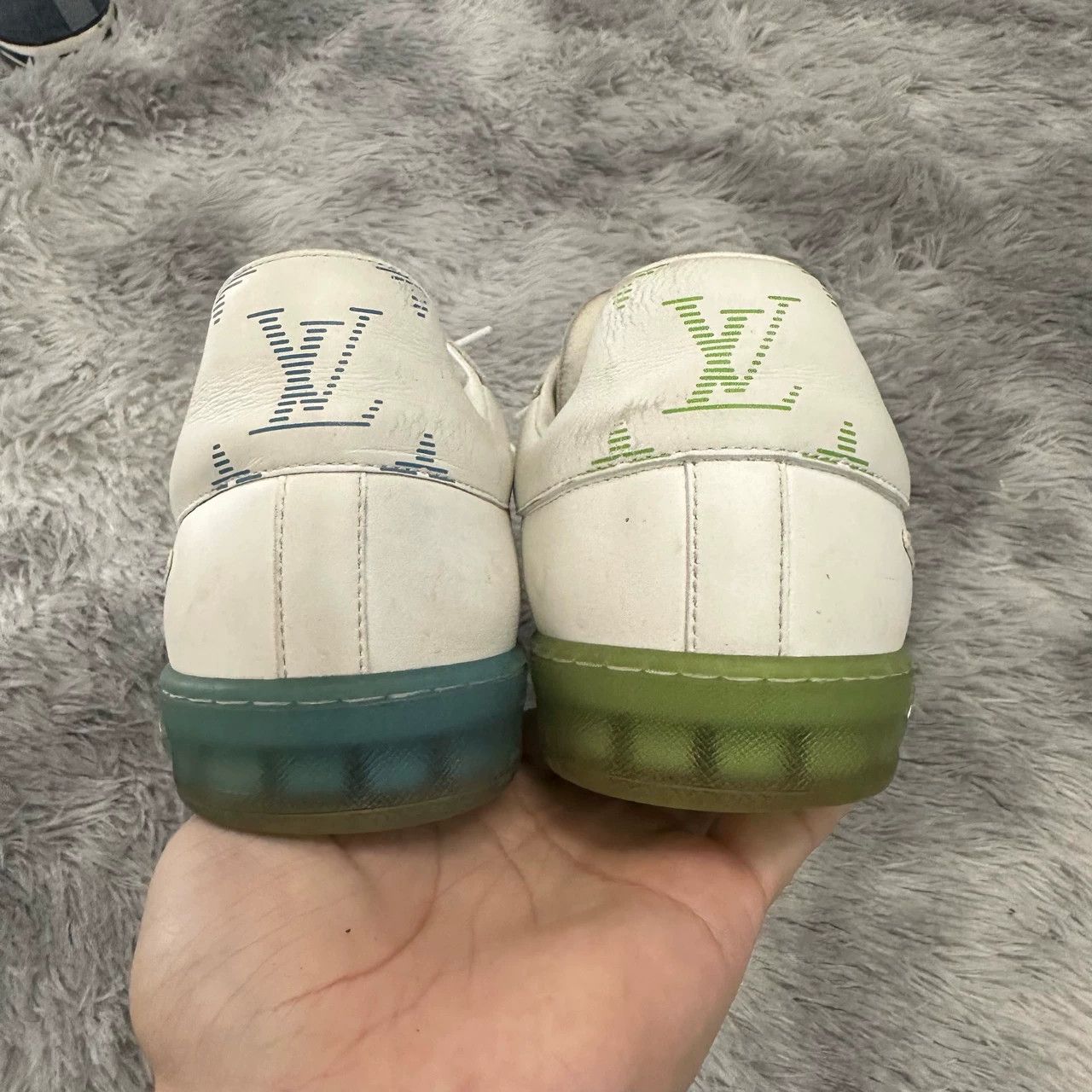 Louis Vuitton LV Monogram white blue green sneakers 7 95 New Size US 7 / EU 40 - 6 Thumbnail