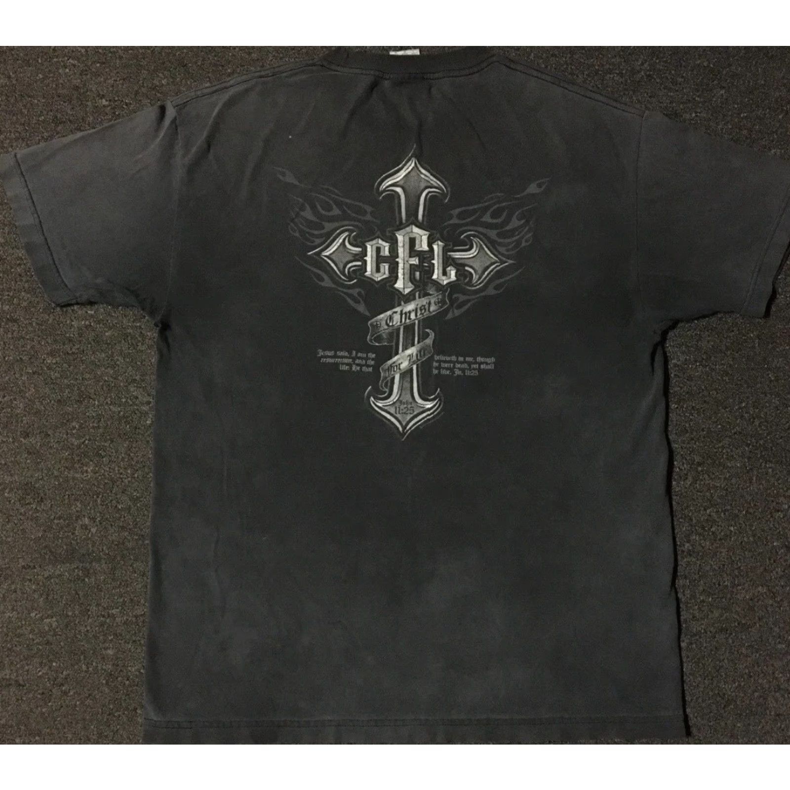 Alife Vtg Christ For Life Thrashed Faded Flames Cross Shirt L God Funny Biker Grunge Fire Y2K Size US L / EU 52-54 / 3 - 2 Thumbnail