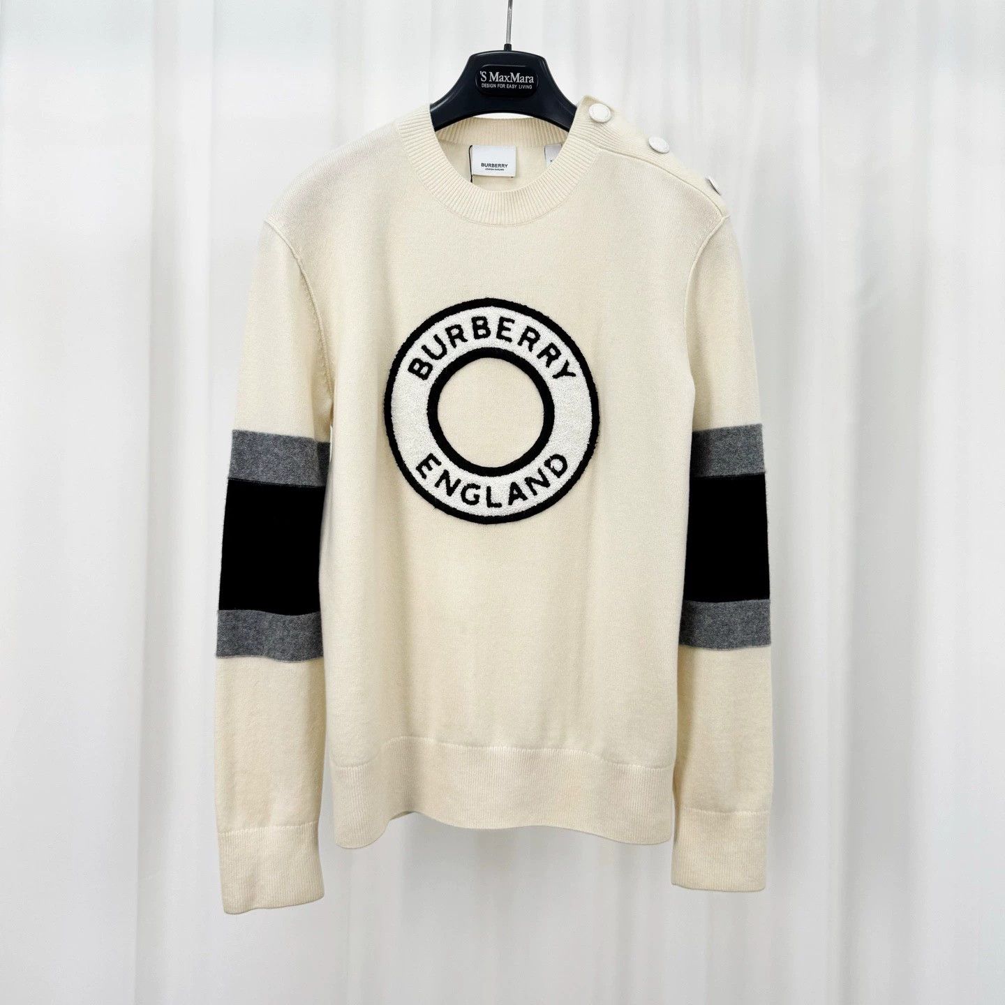 Burberry Burberry Flocked Logo Cashmere Sweater Size US XXS / EU 40 - 1 Thumbnail