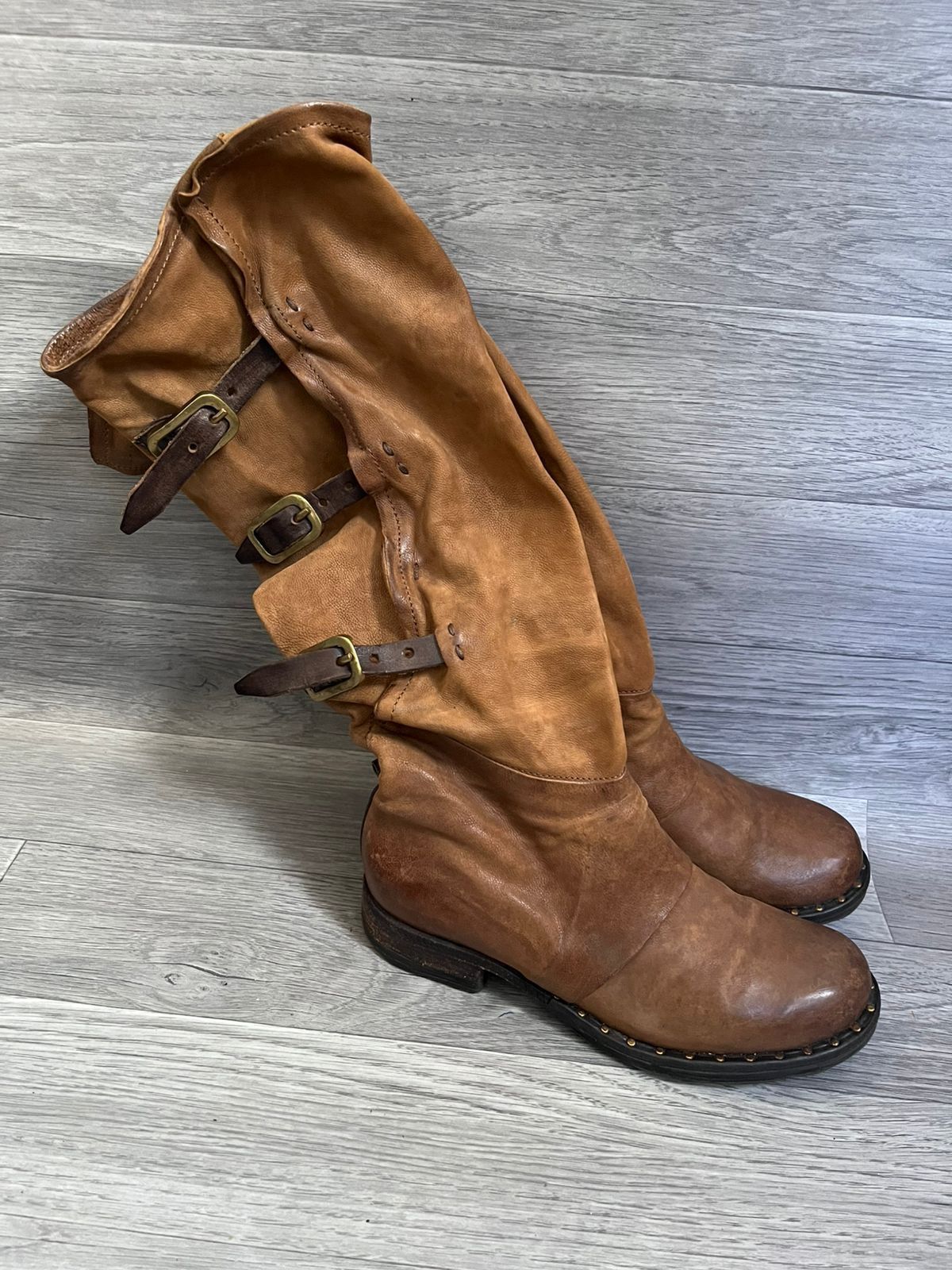 A.S.98 A.S.98 Knee High Rivet Strap Buckled Boots Sz 38 Size US 5.5 / EU 38 - 1 Thumbnail