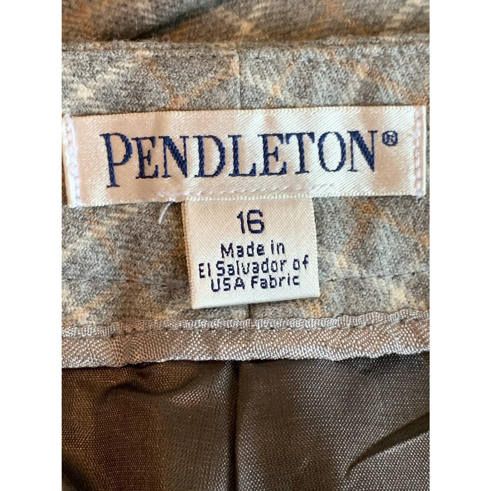 Pendleton gray plaid virgin wool straight legs pants size 16