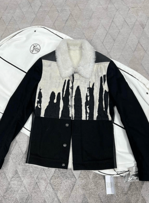 Rick Owens Rick Owens Black & White Shearling Collar Denim Jacket Size US S / EU 44-46 / 1 - 1 Thumbnail