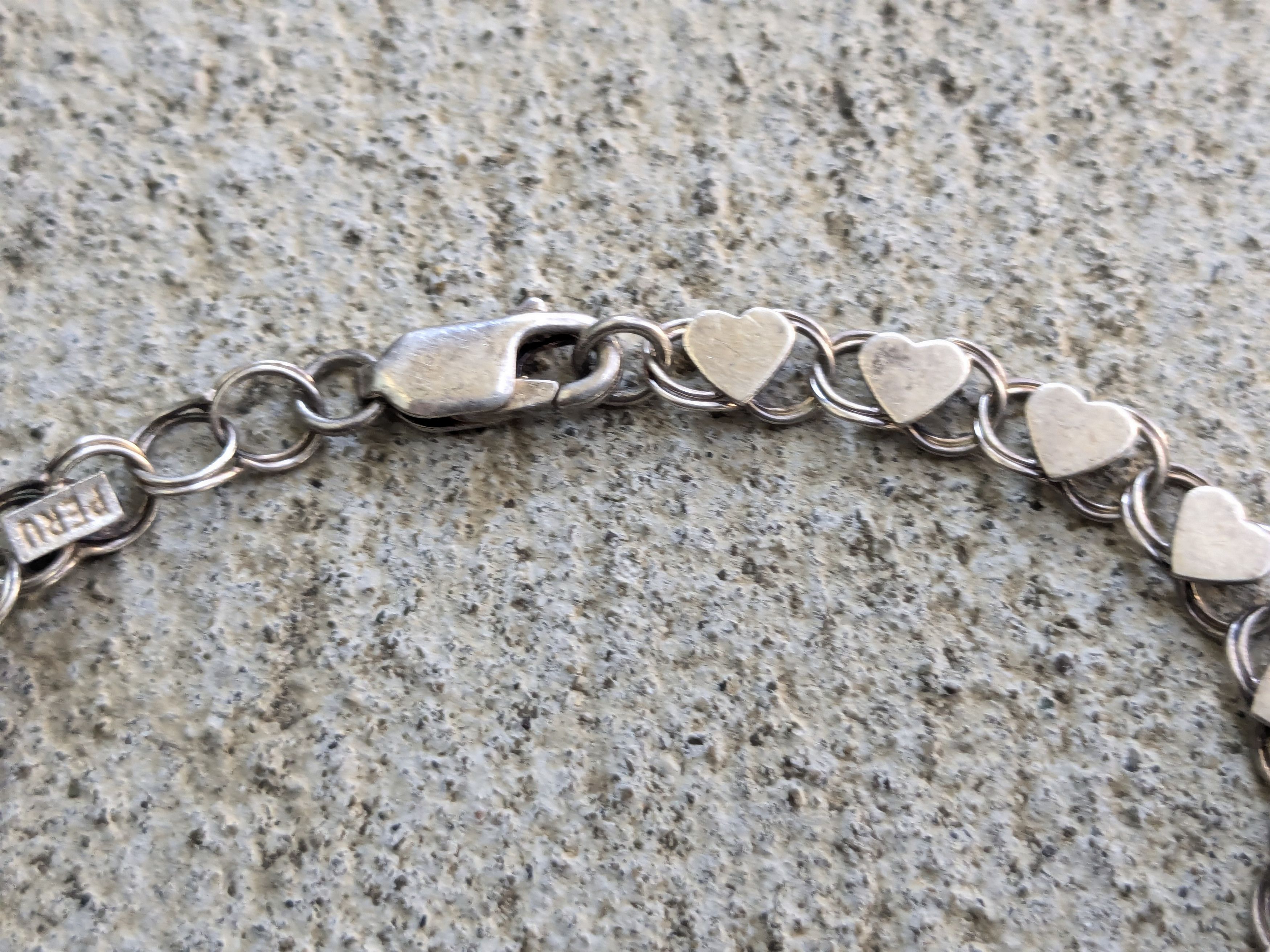 Sterling Silver Vintage Sterling Silver Bracelet Heart Round 7.25" Size ONE SIZE - 5 Thumbnail
