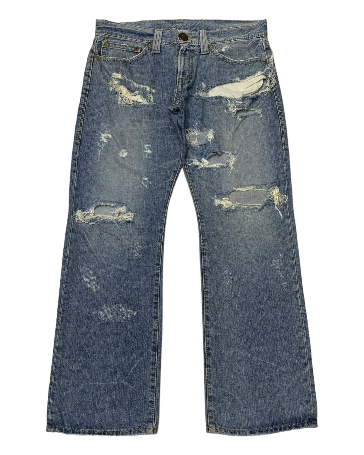 If Six Was Nine VINTAGE CO&LU THRASHED DISTRESS RIPS BAGGY FLARE JEANS Size US 36 / EU 52 - 7 Thumbnail
