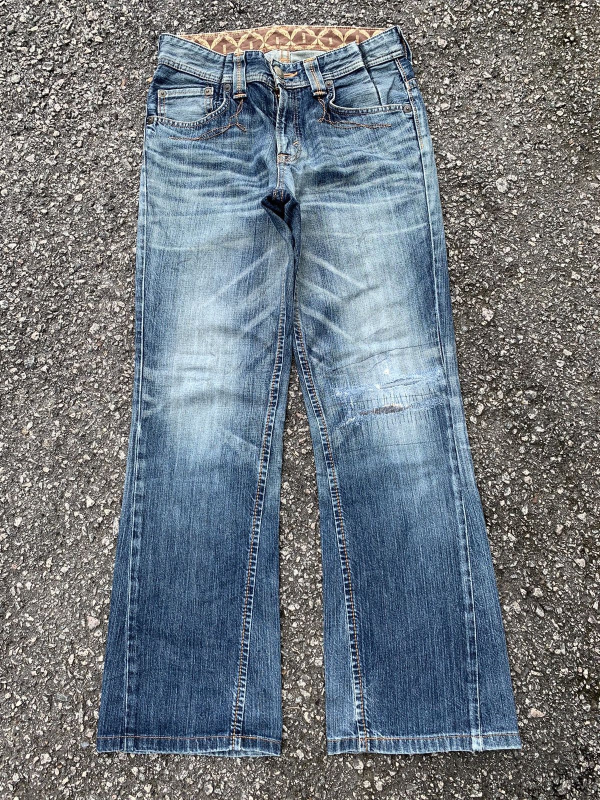 Kapital FLARE EDWIN XV MUDMAX FADED & RUSTY DISTRESSED DENIM Size US 32 / EU 48 - 2 Thumbnail