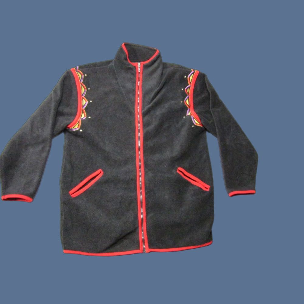 Bob Mackie VINTAGE Bob Mackie Jacket Womens Small Black Red Wearable Art Embroidered Full Zip Vtg Size S / US 4 / IT 40 - 1 Thumbnail