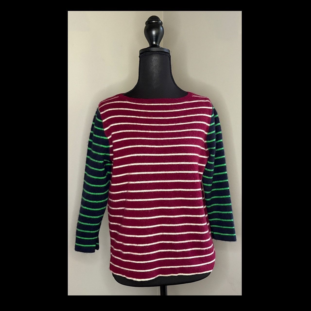 J.Crew J. Crew Red and Green Cowl Neck Sweater Size S / US 4 / IT 40 - 2 Thumbnail