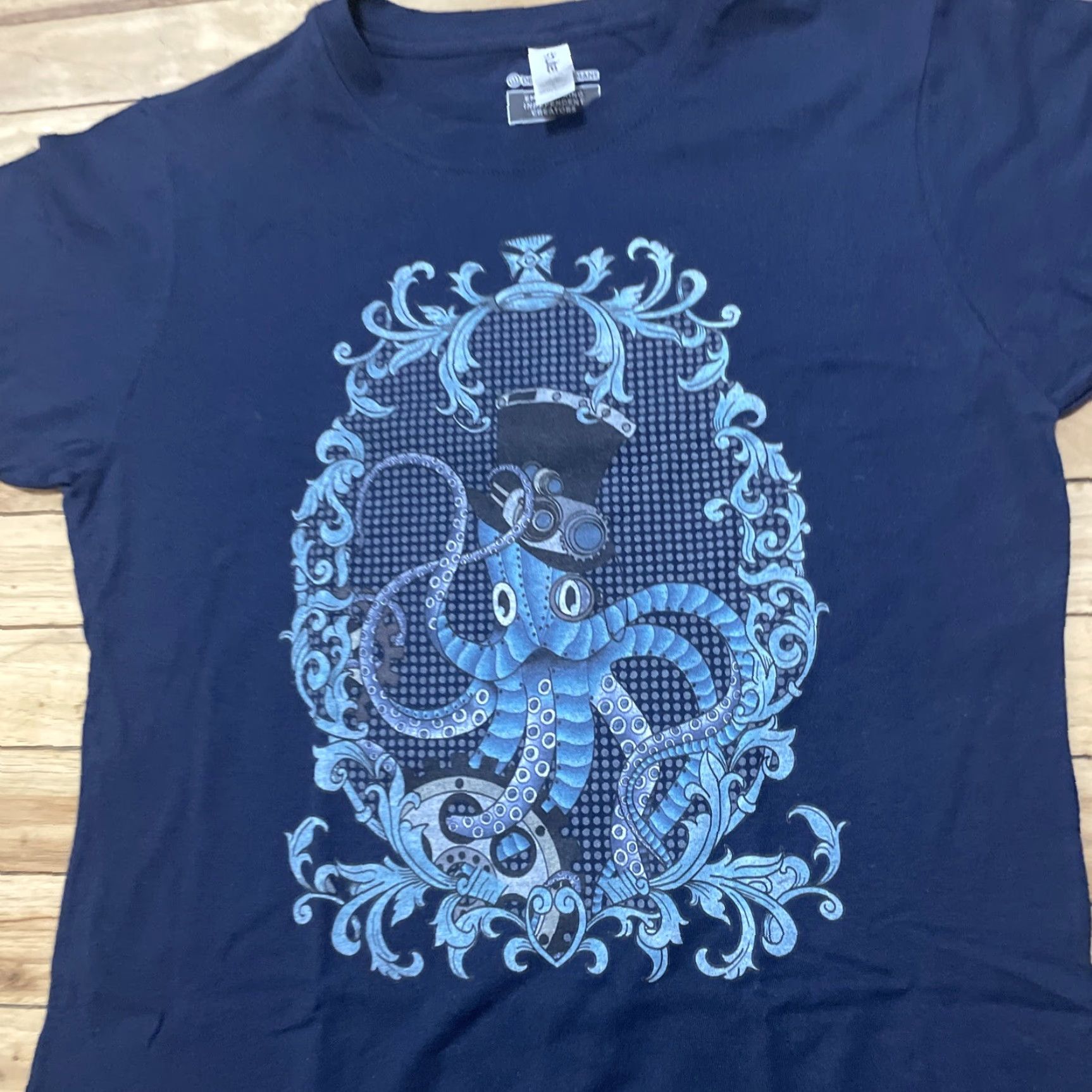 Tultex TULTEX T Shirt Womens XL Octopus Graphic Tee Tultex213 Y2k Steampunk Crew Blue Shirt Womens XL Octopus Graphic Tee Tultex213 Y2k Steampunk Blue Size XL / US 12-14 / IT 48-50 - 4 Thumbnail