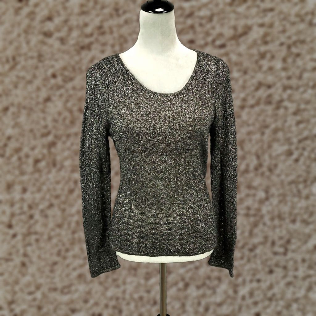 J. Jill J. Jill Wool Blend Open Knit Sweater Medium Gray Lightweight Pullover Knit Breathable Boho Classic Preppy Womens Size M / US 6-8 / IT 42-44 - 1 Thumbnail