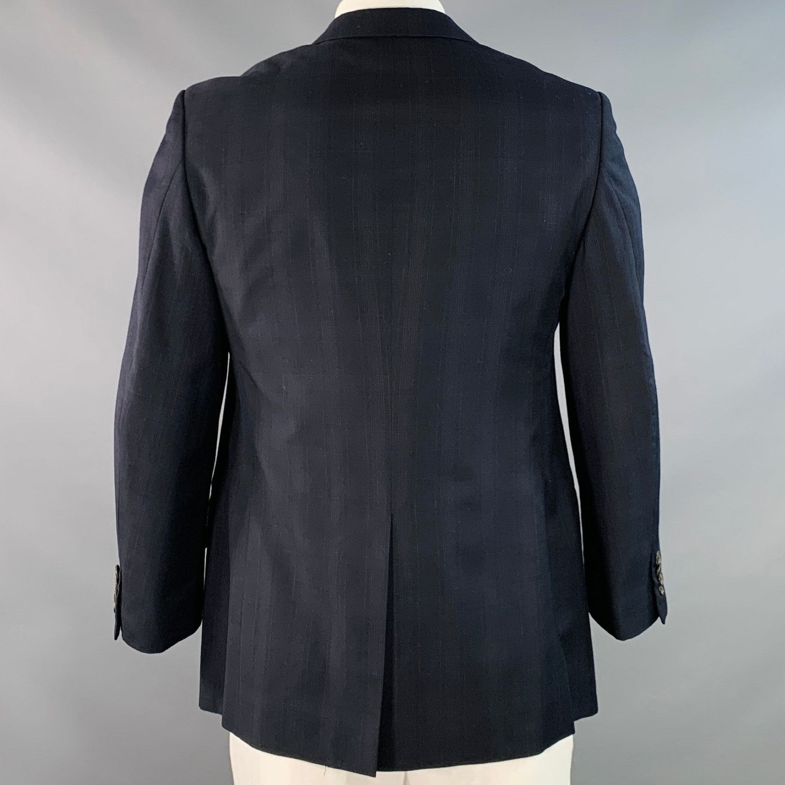 Prada Navy Charcoal Plaid Wool Single Breasted Notch Lapel Size 42R - 4 Thumbnail