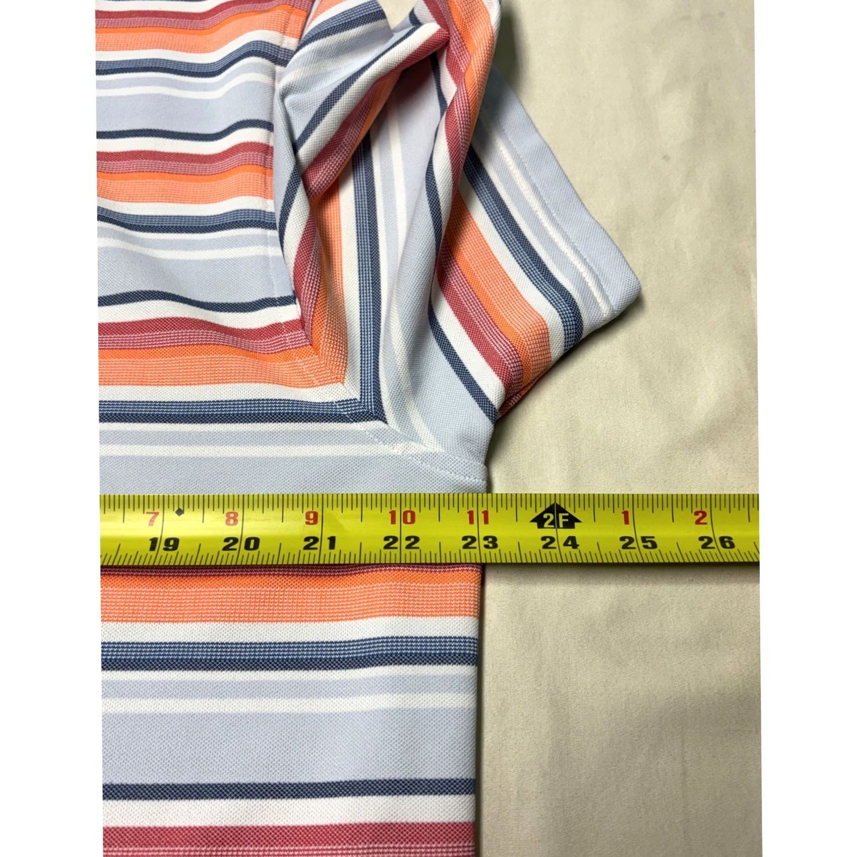 johnnie-O Johnnie-O Mens Large Striped Performance Polo Shirt Blue Orange Short Sleeve L Size US L / EU 52-54 / 3 - 8 Thumbnail