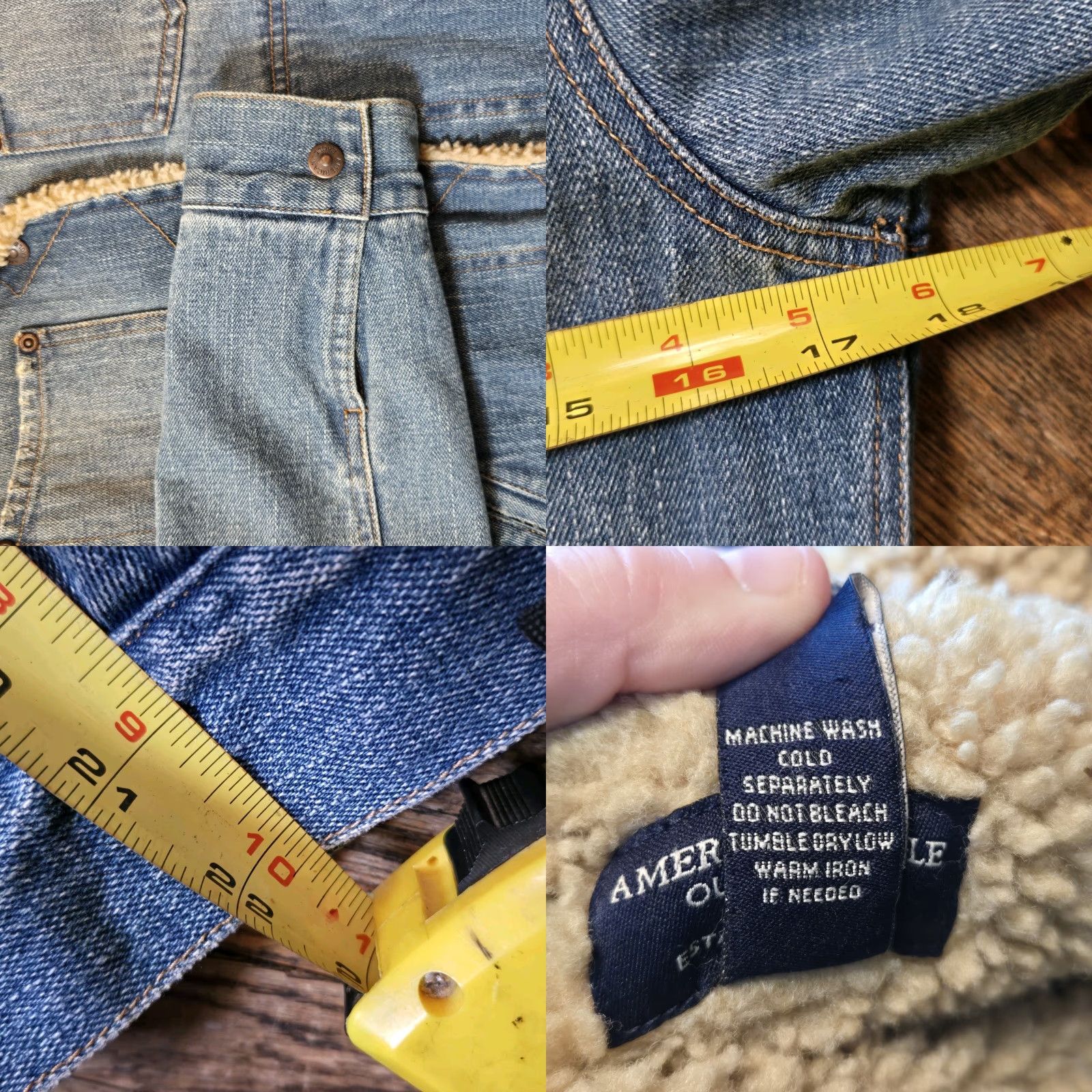 American Eagle Outfitters VINTAGE American Eagle Denim Jacket Womens M Blue Sherpa Lined 90s Trucker Snap Bomber Jacket Size M / US 6-8 / IT 42-44 - 8 Thumbnail
