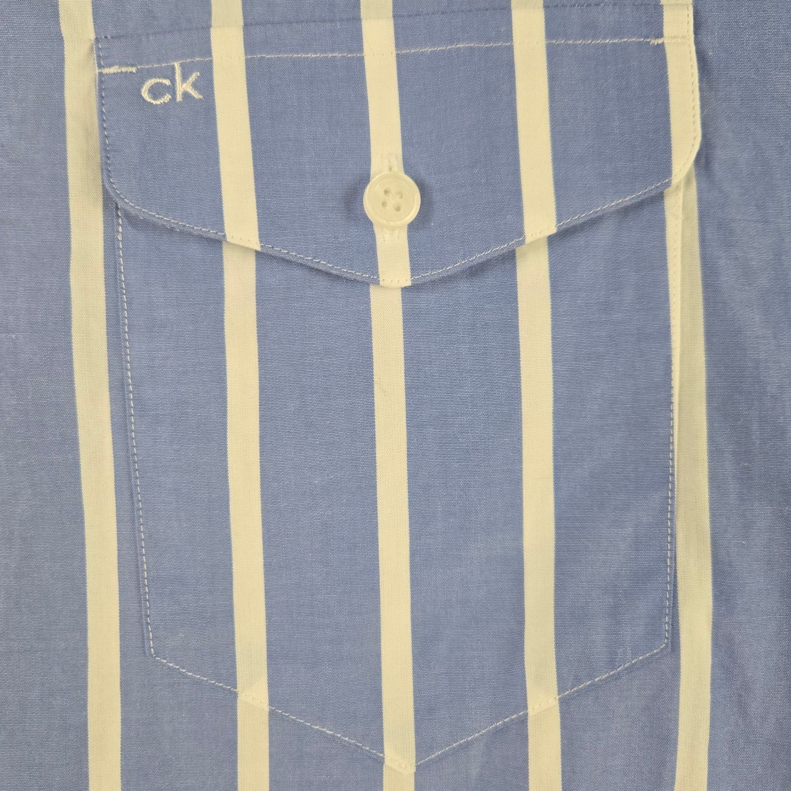 Calvin Klein Calvin Klein Blue White Striped Button Down Shirt Size XXL Size US XXL / EU 58 / 5 - 4 Thumbnail