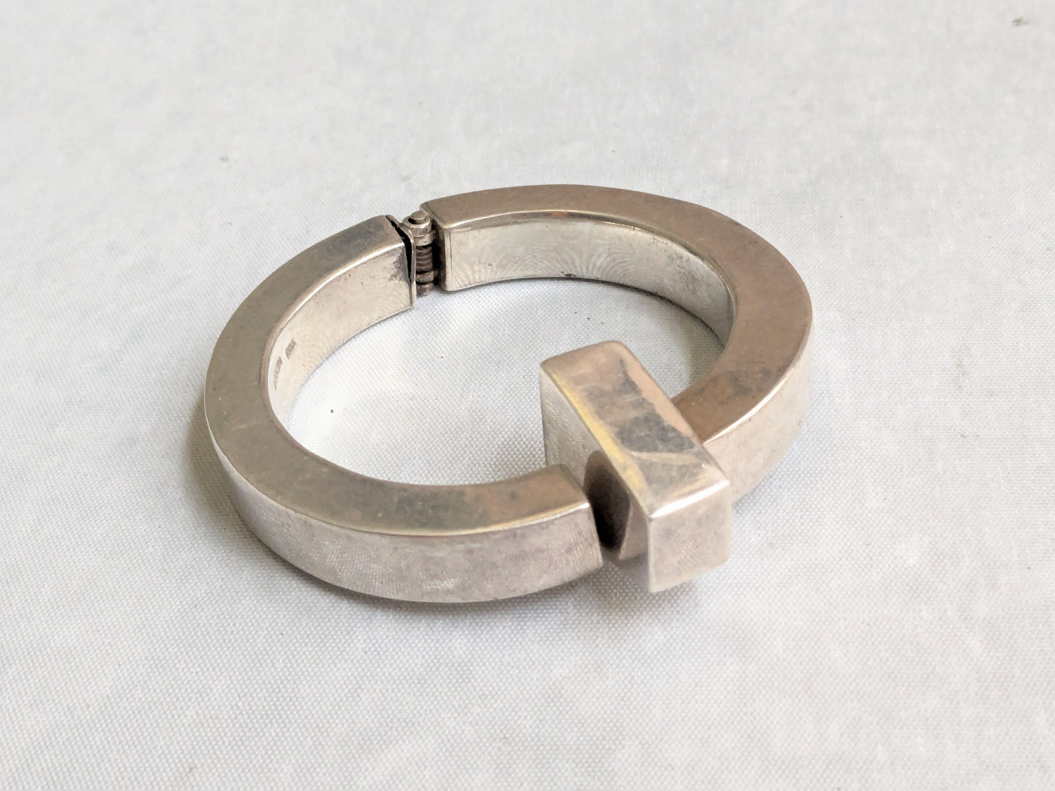 Jewelry Vintage Sterling Silver Bracelet 6.5" Avant Garde Modern Size ONE SIZE - 4 Thumbnail