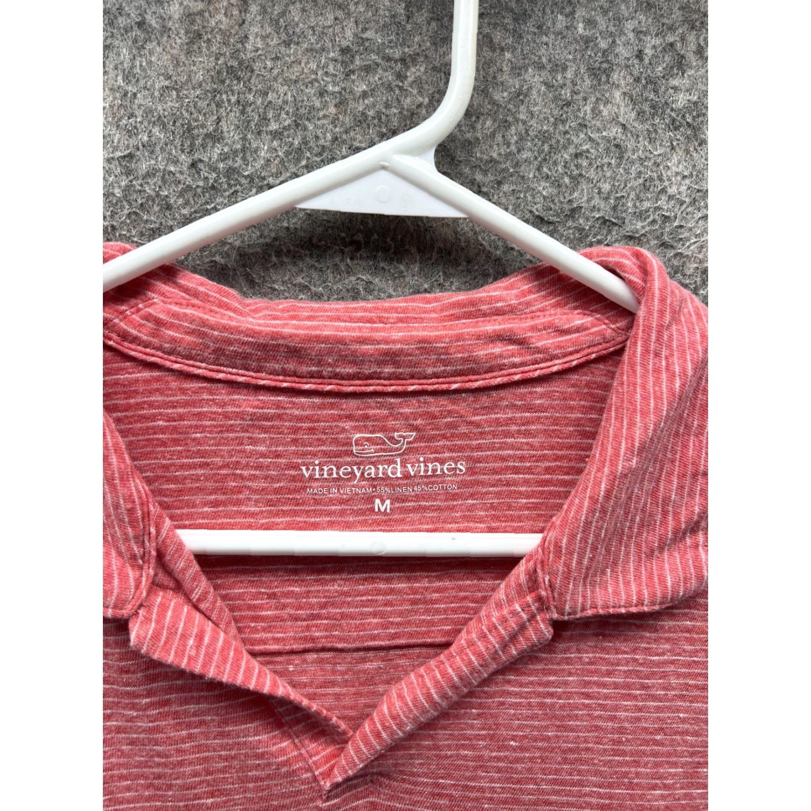 Vineyard Vines VINTAGE Vineyard Vines Polo Shirt Mens M Red Stripe Linen Cotton Casual Whale Logo Size US M / EU 48-50 / 2 - 2 Thumbnail