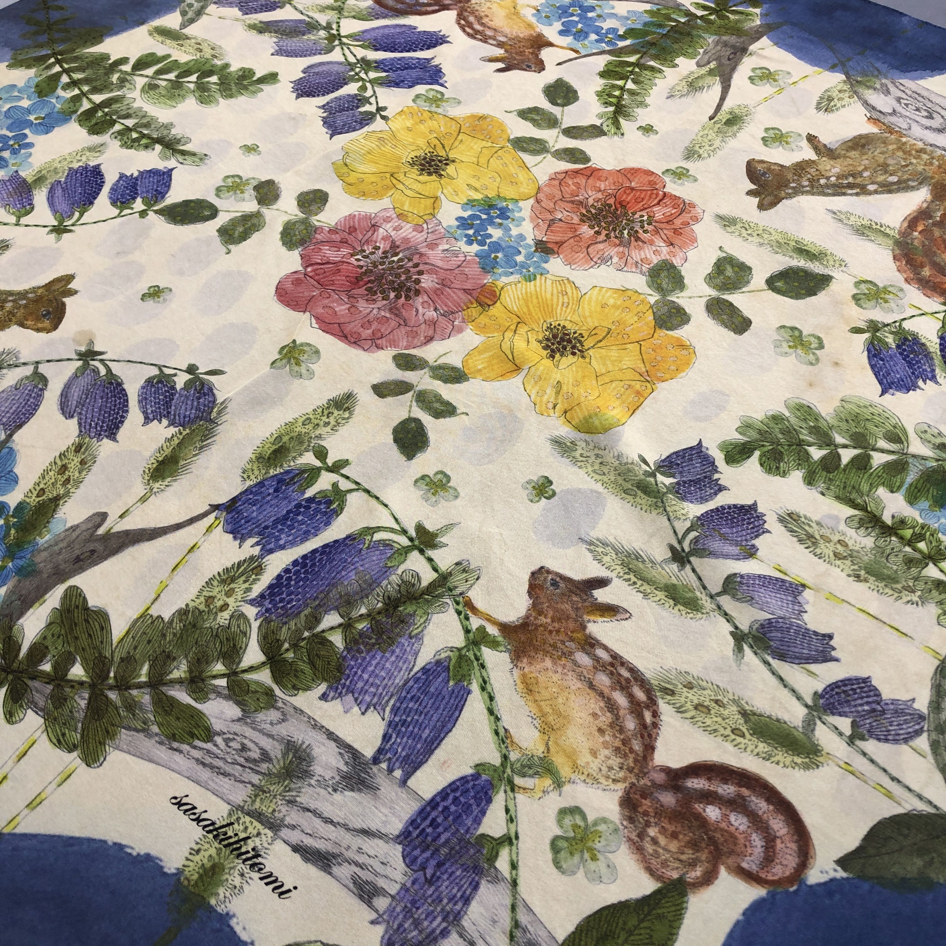 Japanese Brand × Vintage Vintage Sasaki Hitomi SILK Scarf Twill Stole Wraps Scarves Size ONE SIZE - 5 Thumbnail