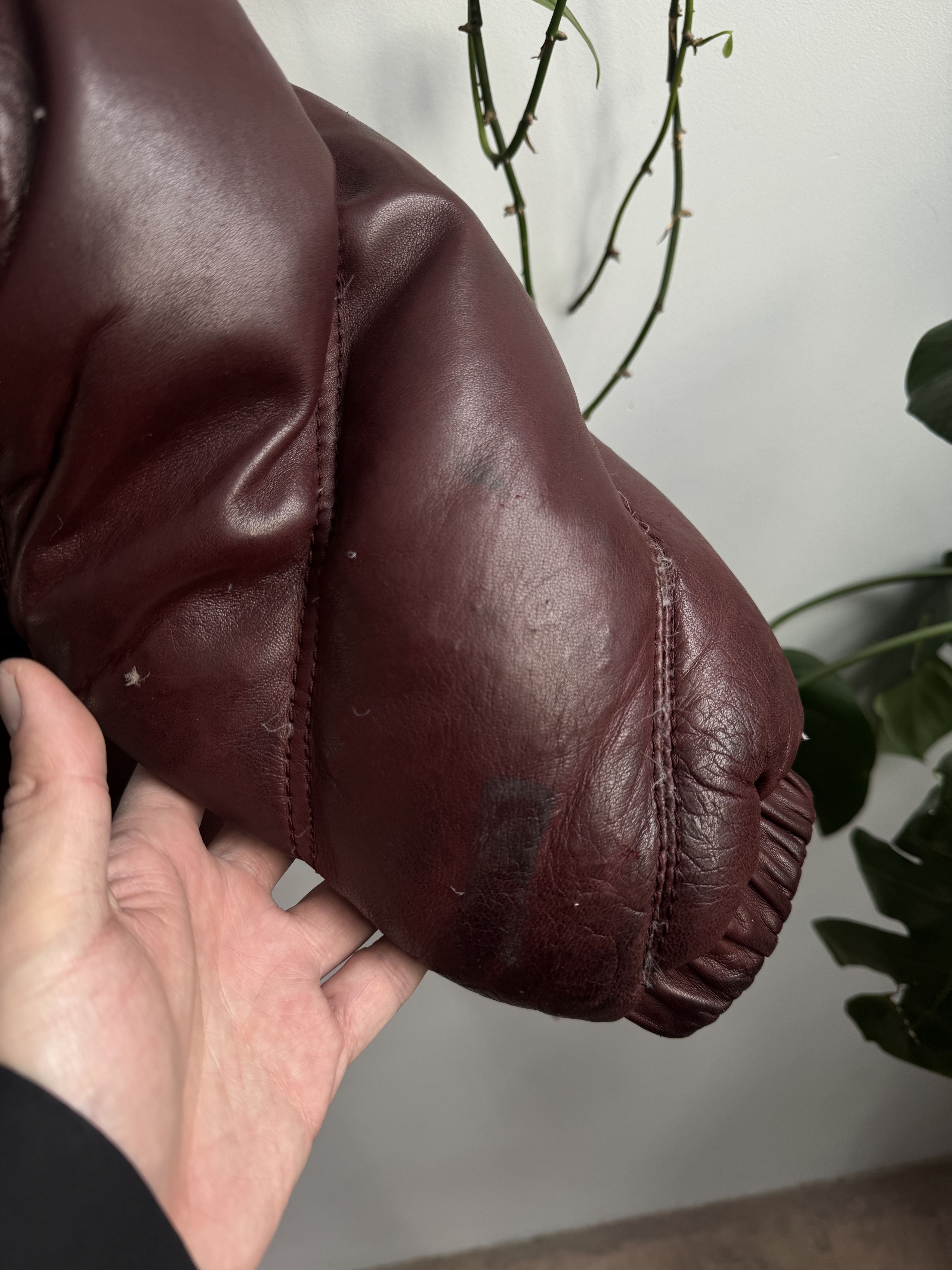 Schott Schott Leather Down Puffer Burgundy Jacket Size XXL Size US XXL / EU 58 / 5 - 8 Thumbnail