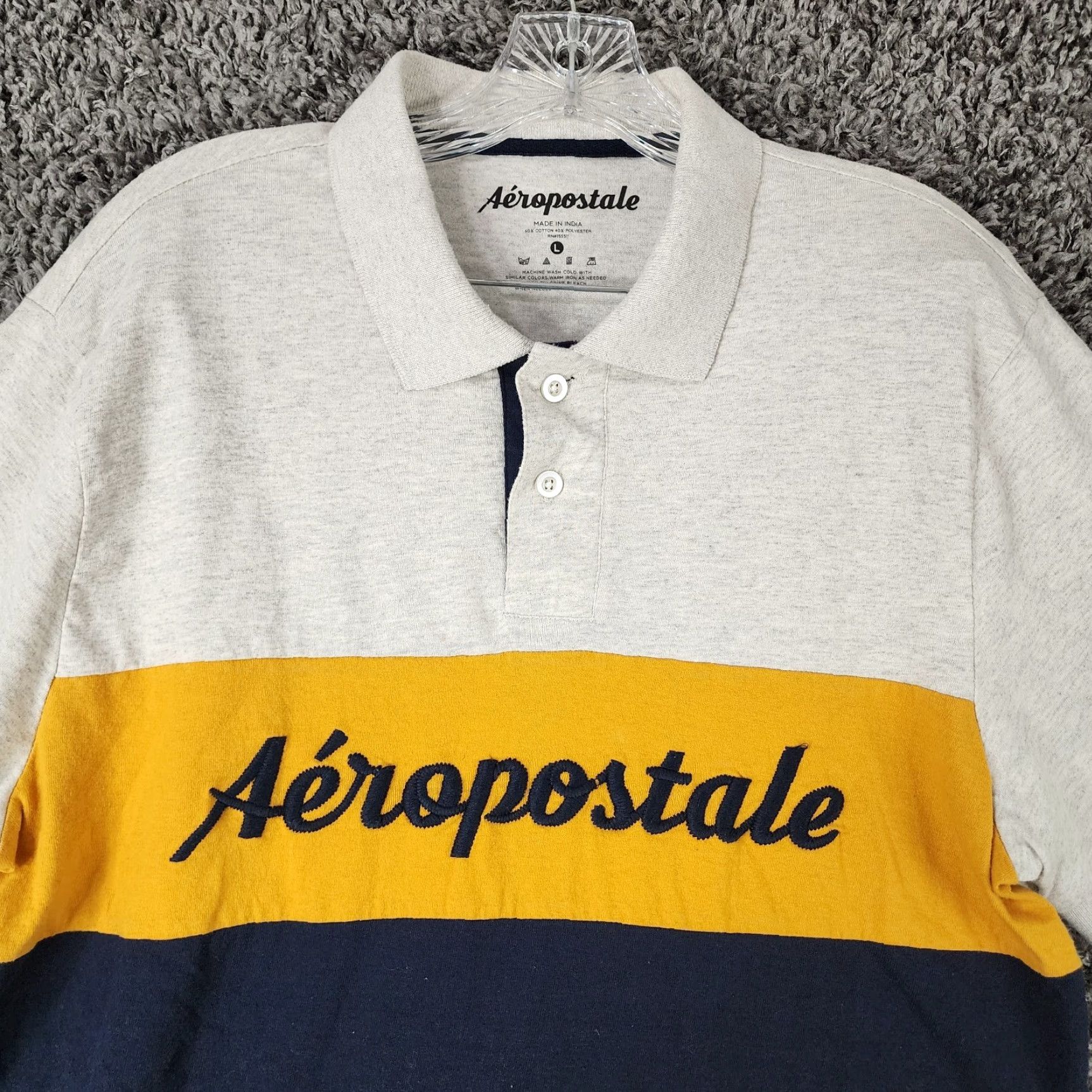 Vintage AÉROPOSTALE Polo Shirt Mens Short Sleeve Size L Blue/Grey Modern Classic Polo Shirt Mens L Blue Size US L / EU 52-54 / 3 - 4 Thumbnail