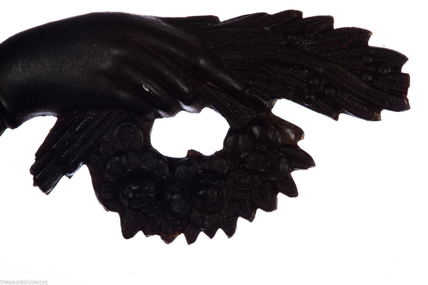 Designer Victorian Gutta Hand Flower Basket Me Not Mourning Brooch Size ONE SIZE - 2 Thumbnail