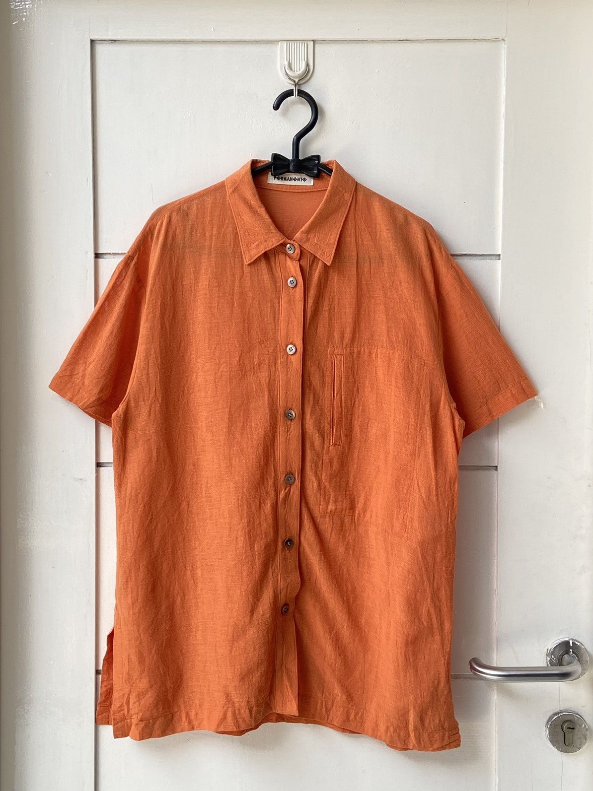 Designer × Issey Miyake × Japanese Brand PERMANENTE Orange Shirt Size US S / EU 44-46 / 1 - 1 Thumbnail