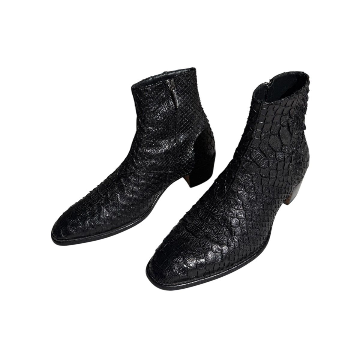 ALESSANDRO VASINI Python snakeskin 40mm heeled sonny boot Size US 10.5 / EU 43-44 - 2 Thumbnail
