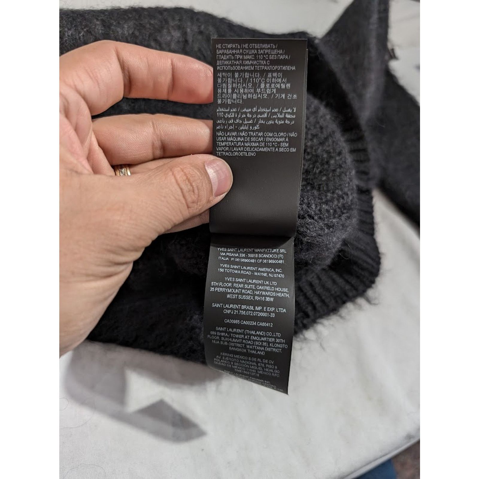 Saint Laurent Paris o1rshd1 Jacquard Sweater in Noir/Naturel Size US M / EU 48-50 / 2 - 14 Thumbnail