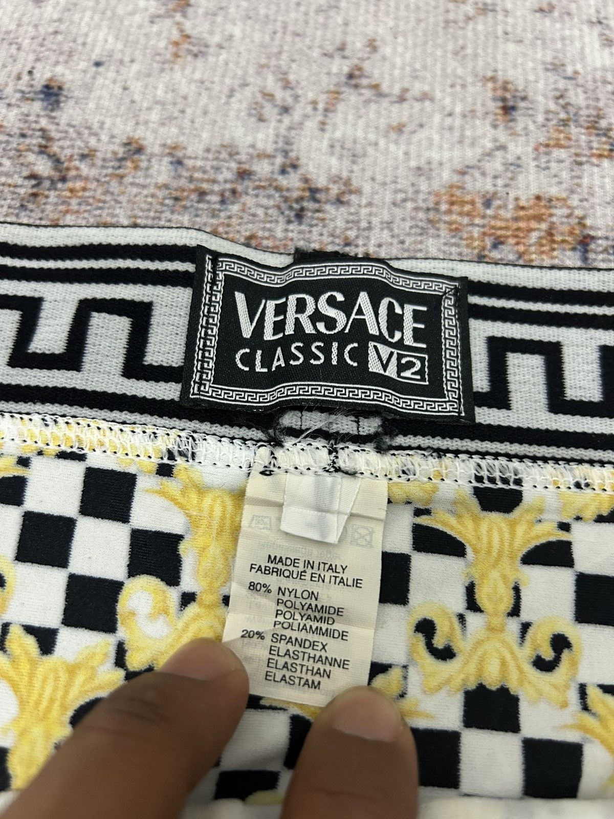 Versace × Vintage Vintage Versace Classic V2 Barocco Cheaker Print Size 30 - 5 Thumbnail