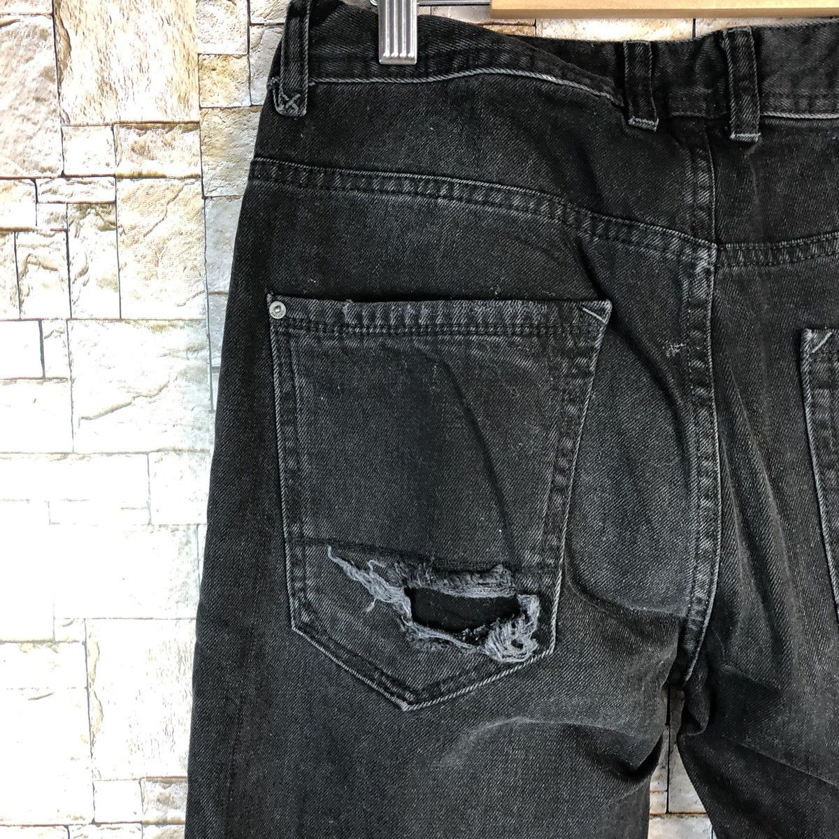 Japanese Brand Bershka Black faded ripped Distressed Denim Pants #A971 Size US 29 - 20 Thumbnail