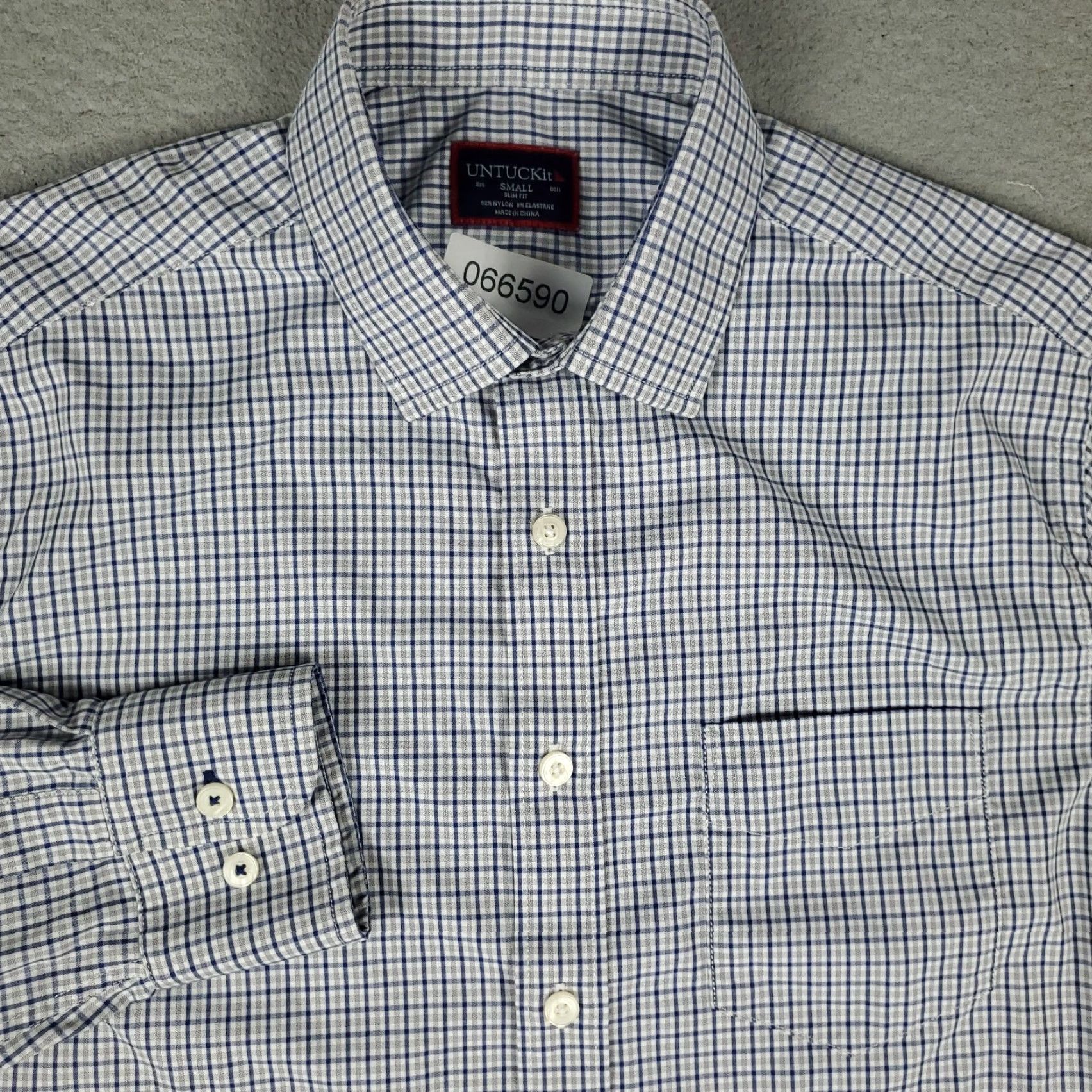 UNTUCKit UNTUCKit Shirt Mens Small Blue Plaid Nylon Stretch Button Up Long Sleeve Size US S / EU 44-46 / 1 - 2 Thumbnail