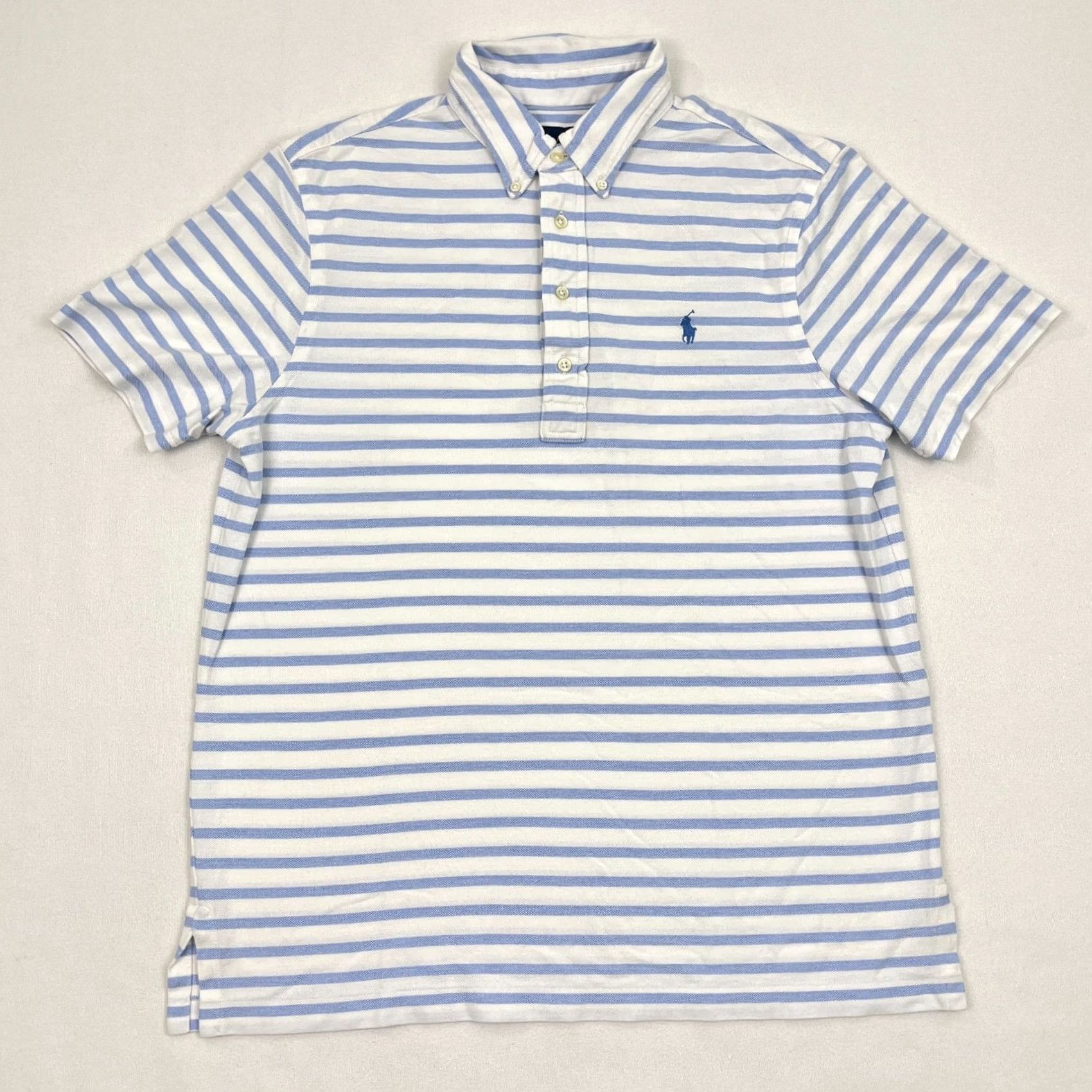 Polo Ralph Lauren Ralph Lauren Polo Shirt Mens L White Blue Striped Knit Oxford Button-Down Preppy Shirt Size US L / EU 52-54 / 3 - 3 Thumbnail