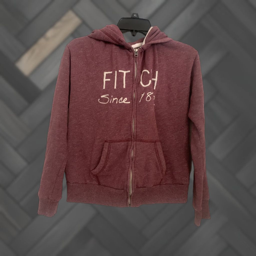 Abercrombie & Fitch VINTAGE Abercrombie & Fitch Burgundy ZIP UP Hoodie Women's Medium Slim Full Zip Hooded Activewear Logo Knit, Brown Fitch Theme, All Seasons Size M / US 6-8 / IT 42-44 - 1 Thumbnail