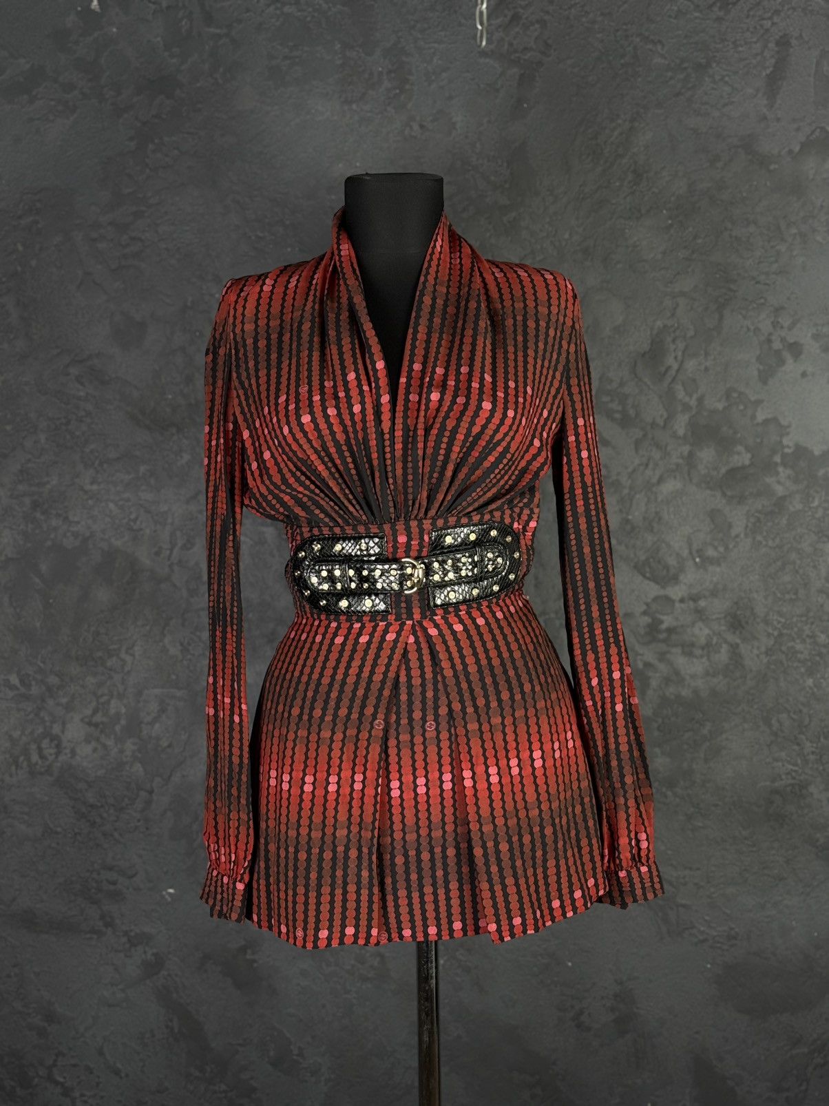 Gucci Rare! Gucci Vintage Women’s Silk Mini Dress Leather Belted Size S / US 4 / IT 40 - 4 Thumbnail
