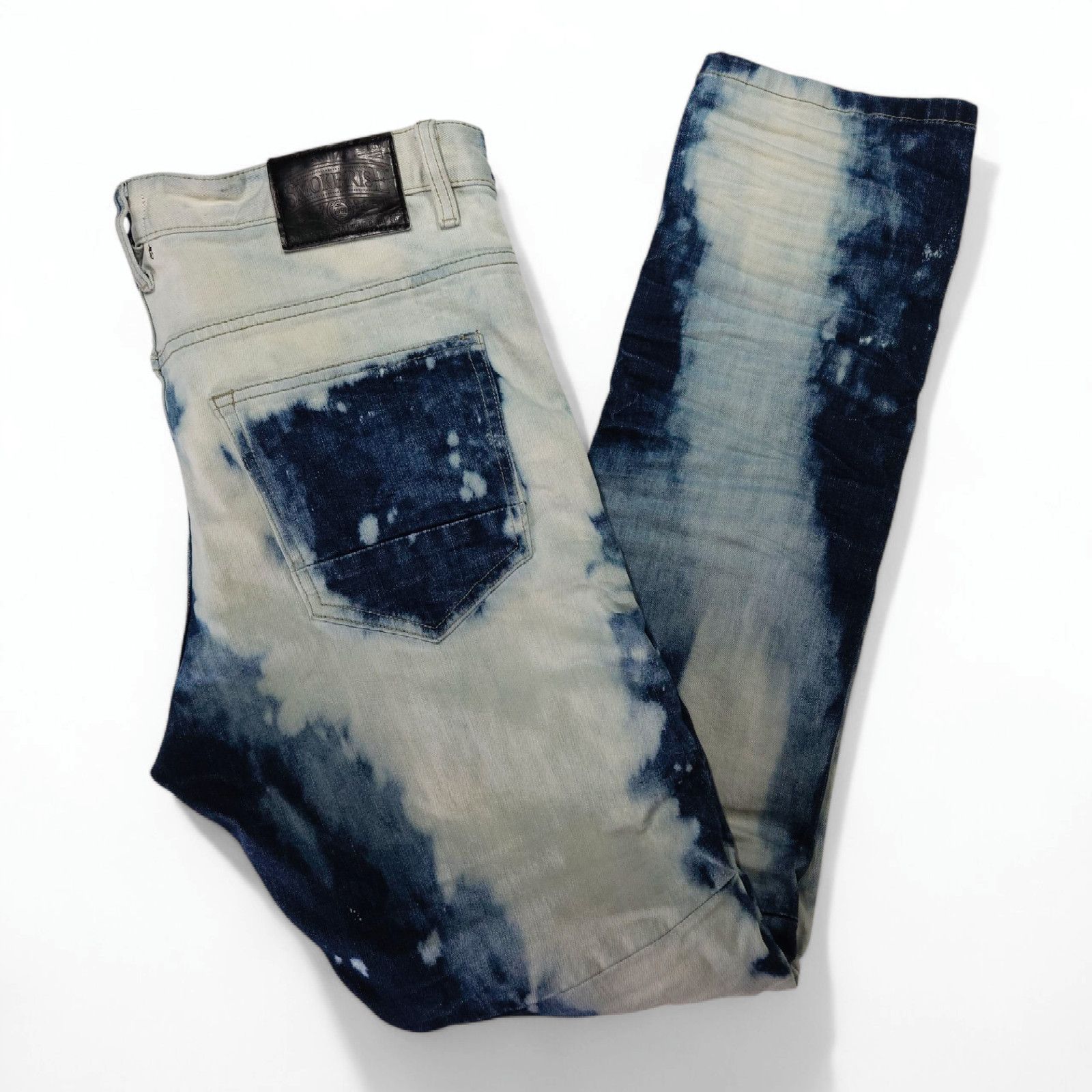 Smoke Rise EUC Smoke Rise Y2K Moto Biker Denim Jeans 38x33 Blue White Size US 38 / EU 54 - 3 Thumbnail