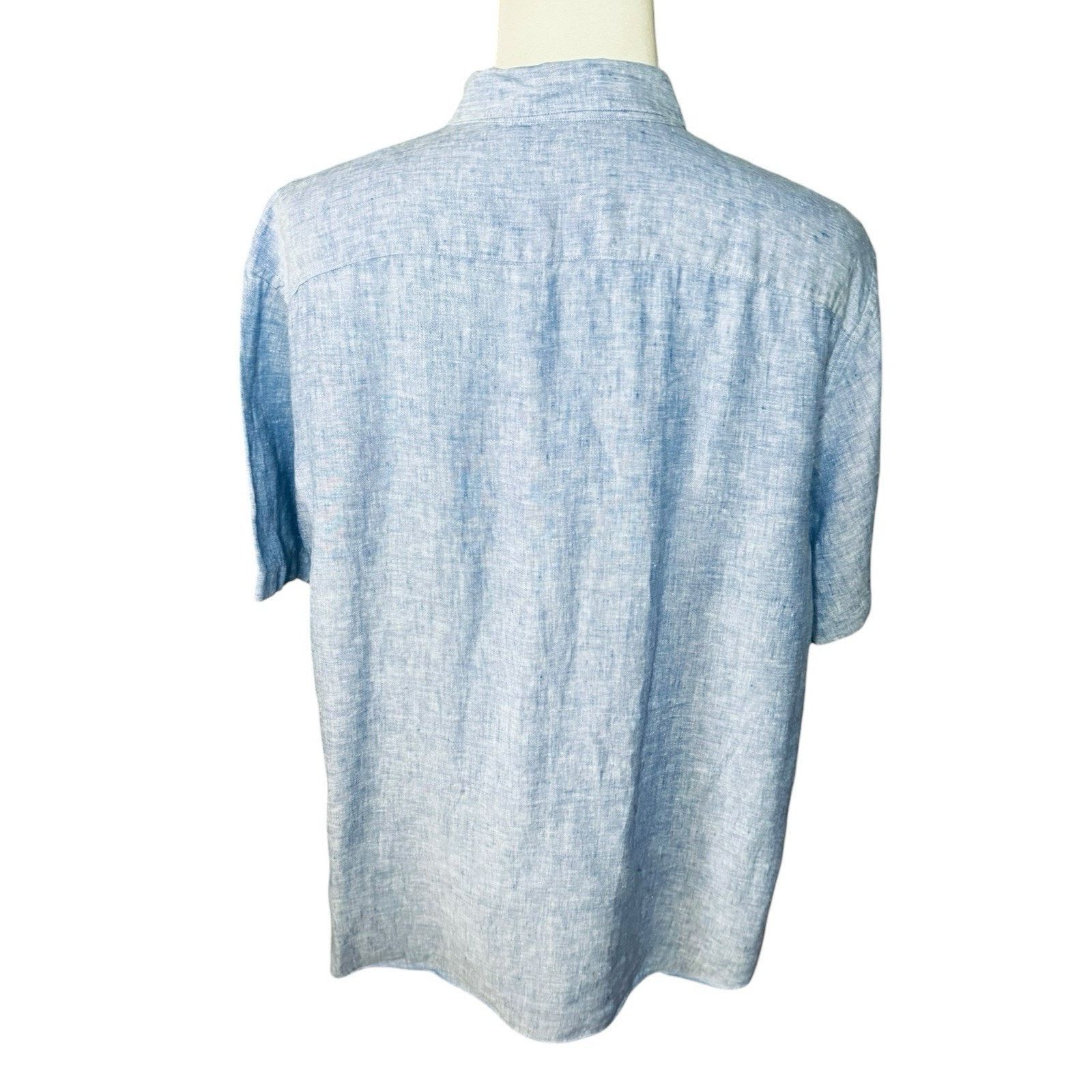 UNTUCKit UNTUCKit Valente Linen Short Sleeve Button Up Shirt Blue Size US XXL / EU 58 / 5 - 4 Thumbnail