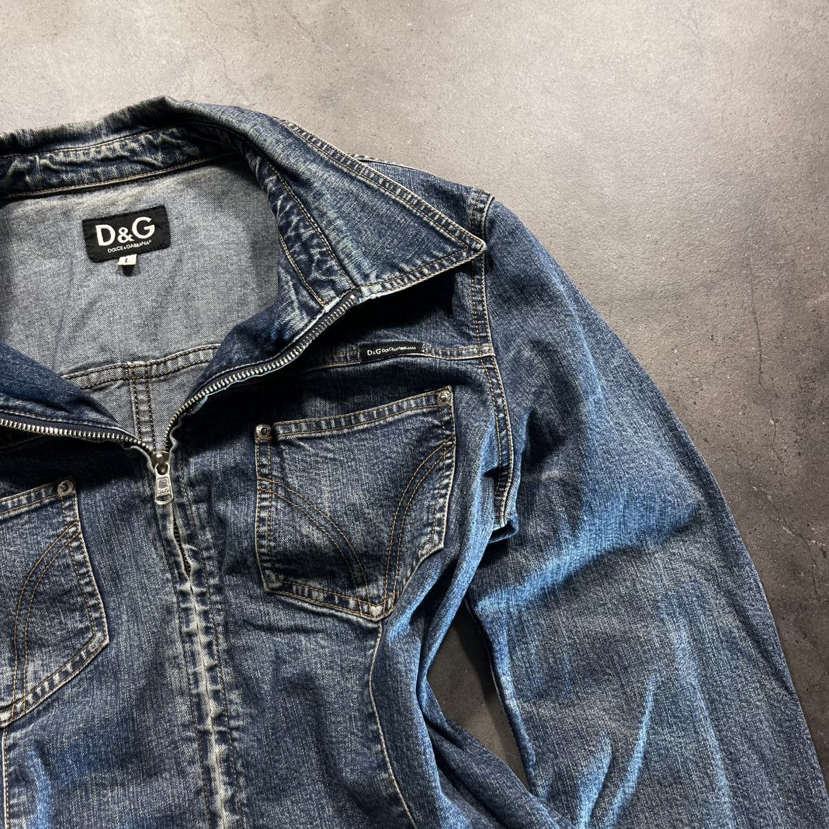 Dolce & Gabbana Archive 2000s Dolce Gabbana D&G Denim Biker Zip Jacket Size US S / EU 44-46 / 1 - 4 Thumbnail