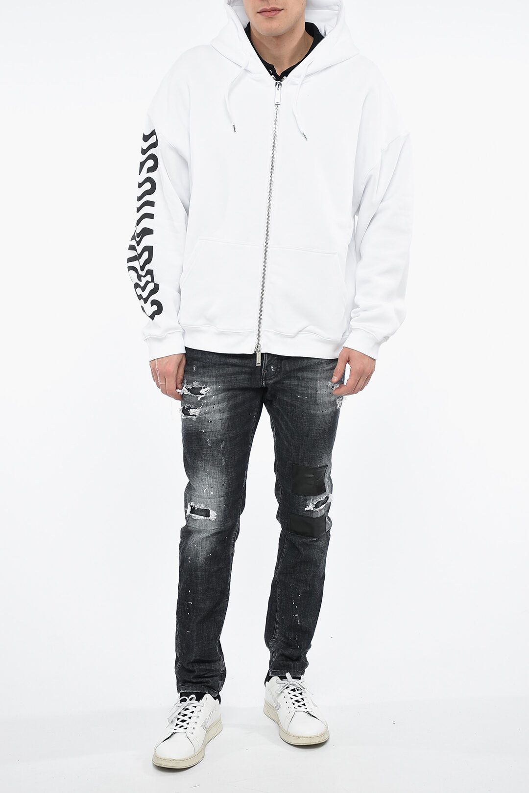 Dsquared2 og1mm0424 Zipped Hoodie Sweatshirt in White Size US XL / EU 56 / 4 - 4 Thumbnail