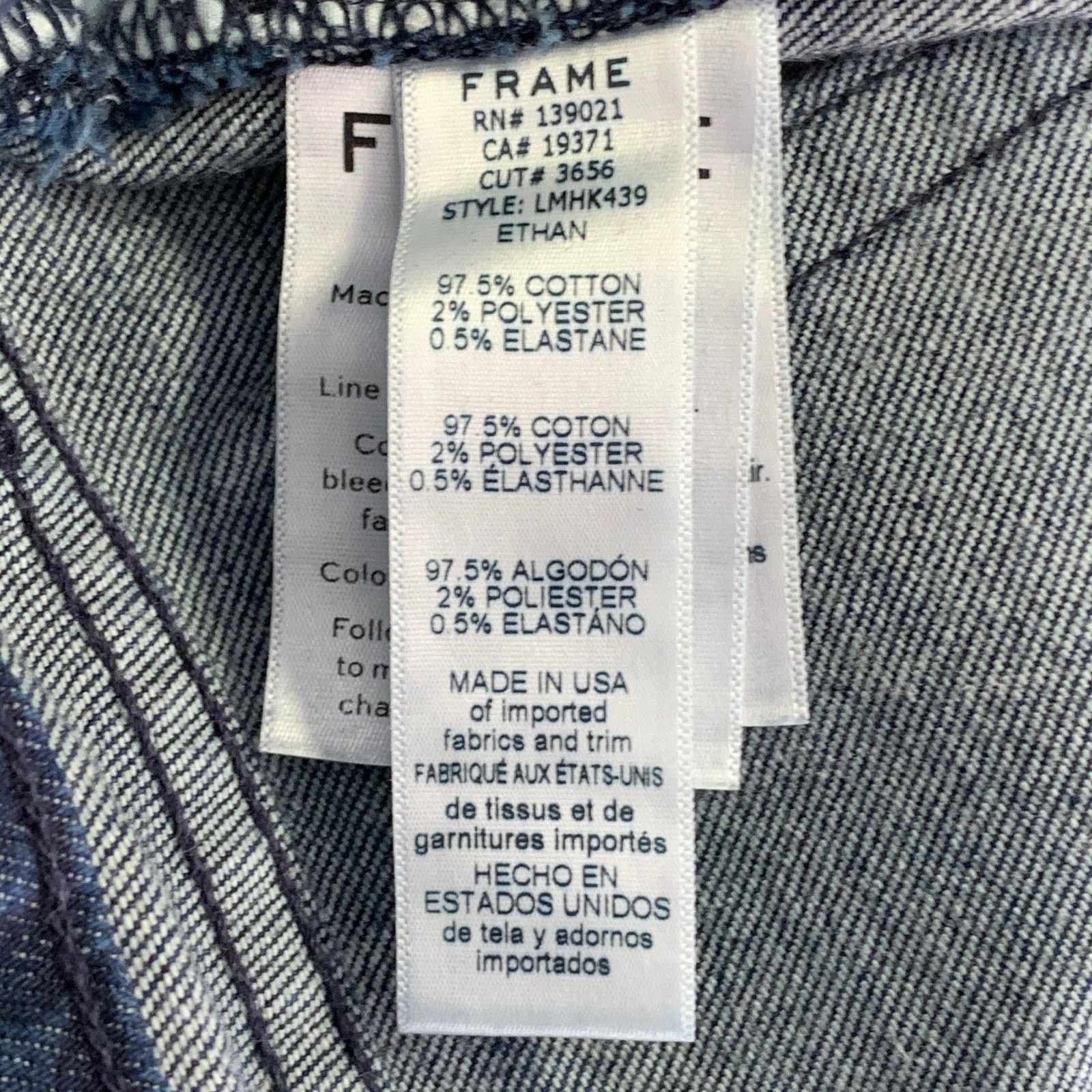 Frame FRAME Ethan Blue Wash Cotton Blend Skinny Distressed Jeans Size US 29 - 4 Thumbnail