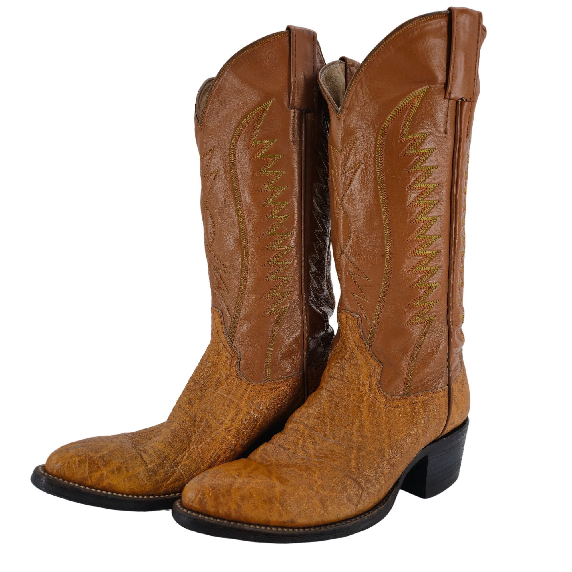 Other Vintage Exotic Hide Mens 6.5D Orange - Brown Leather Boots Size US 6.5 / EU 39-40 - 9 Thumbnail