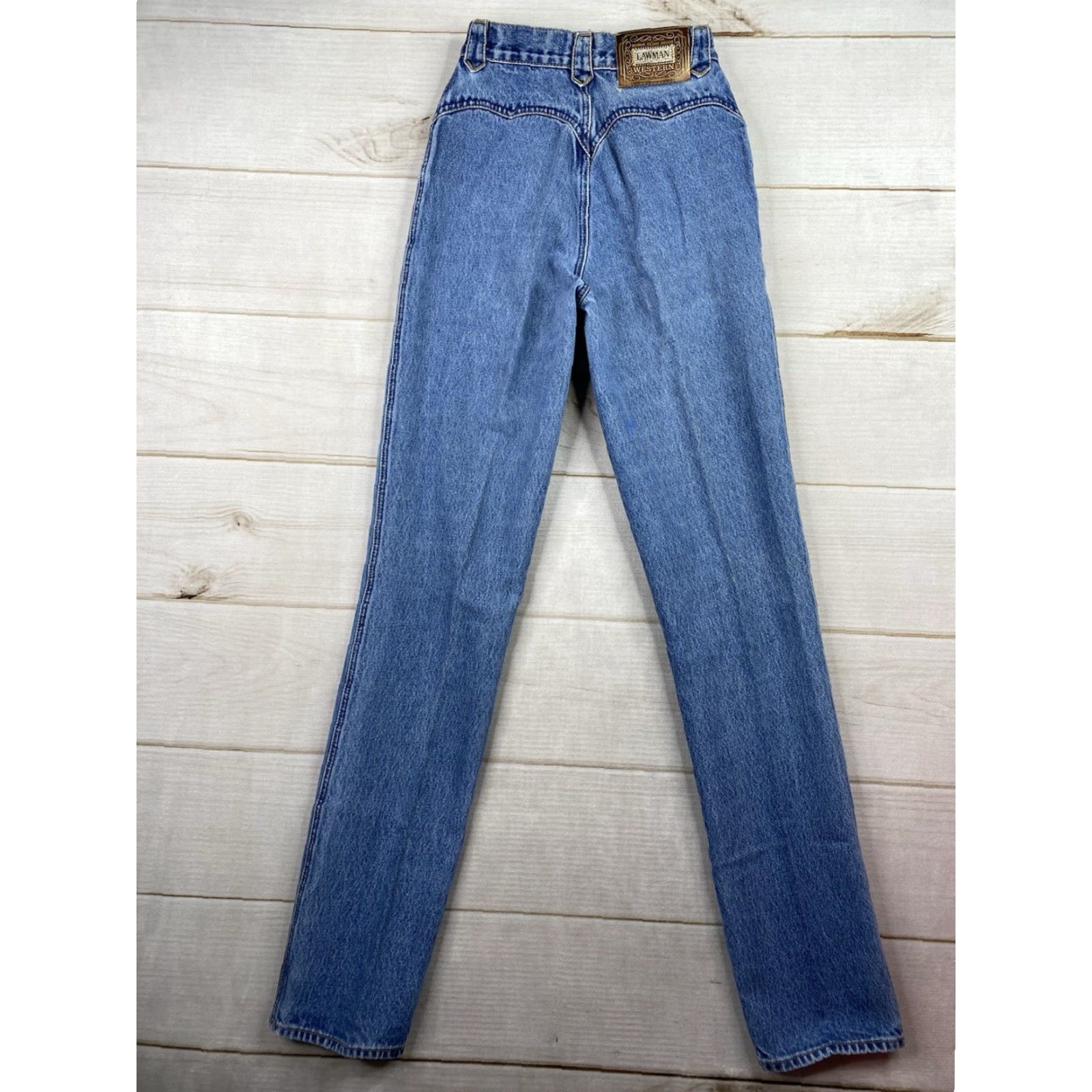 Vintage VINTAGE Lawman Jeans Womens Jr 3 Western Denim High Rise 35” Inseam Blue 80s 90s Cowboy Bootscut Jeans Womens Size 26" / US 2 / IT 38 - 6 Thumbnail