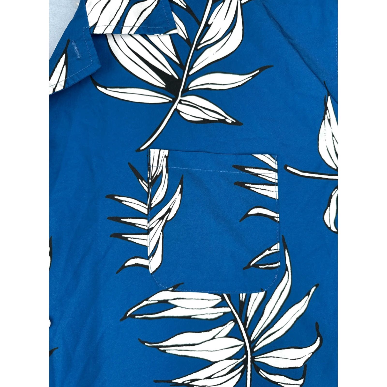 Vintage Hawaiian Shirt 2XL Blue Floral Leaf Short Sleeve Linen Blend Mens Size US XXL / EU 58 / 5 - 6 Thumbnail
